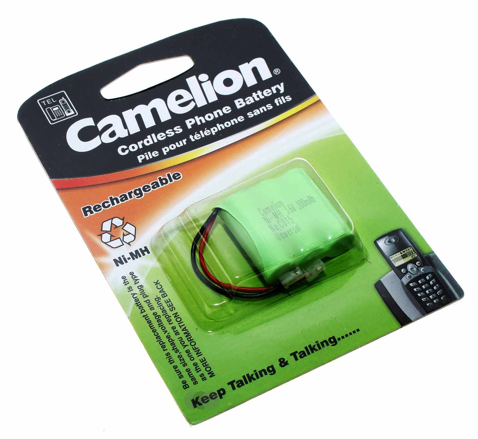 Camelion 3NH-2/3AAA300BMU C015 Akku für Fujitel, Loewe u.a. DECT Telefone, ersetzt ATH51, 30AAAM3BMU u.a., 3,6V, 300mAh
