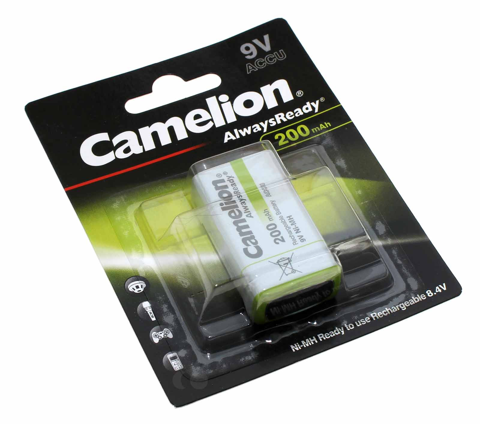 Camelion AlwaysReady 9V Block Akku Ni-Mh, HR6F22, 6LR61, 6AM6, AM-6, 8,4V, 200mAh