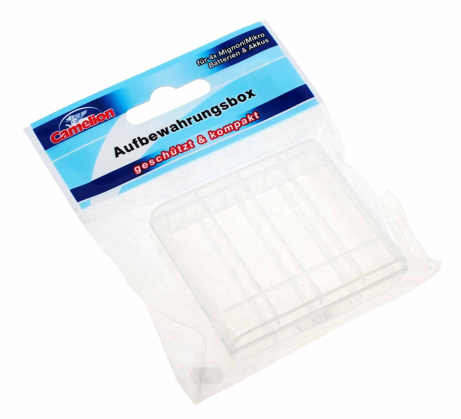 CAMELION Aufbewahrungsbox für 4x Mignon AA / Micro AAA Batterien Akkus, Akkubox, Batteriebox