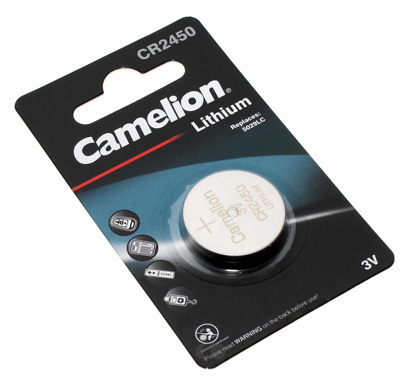Camelion CR2450 [CR2450-BP1] Lithium Knopfzelle Batterie, DL2450, 5029LC, E-CR2450, 3V, 550mAh