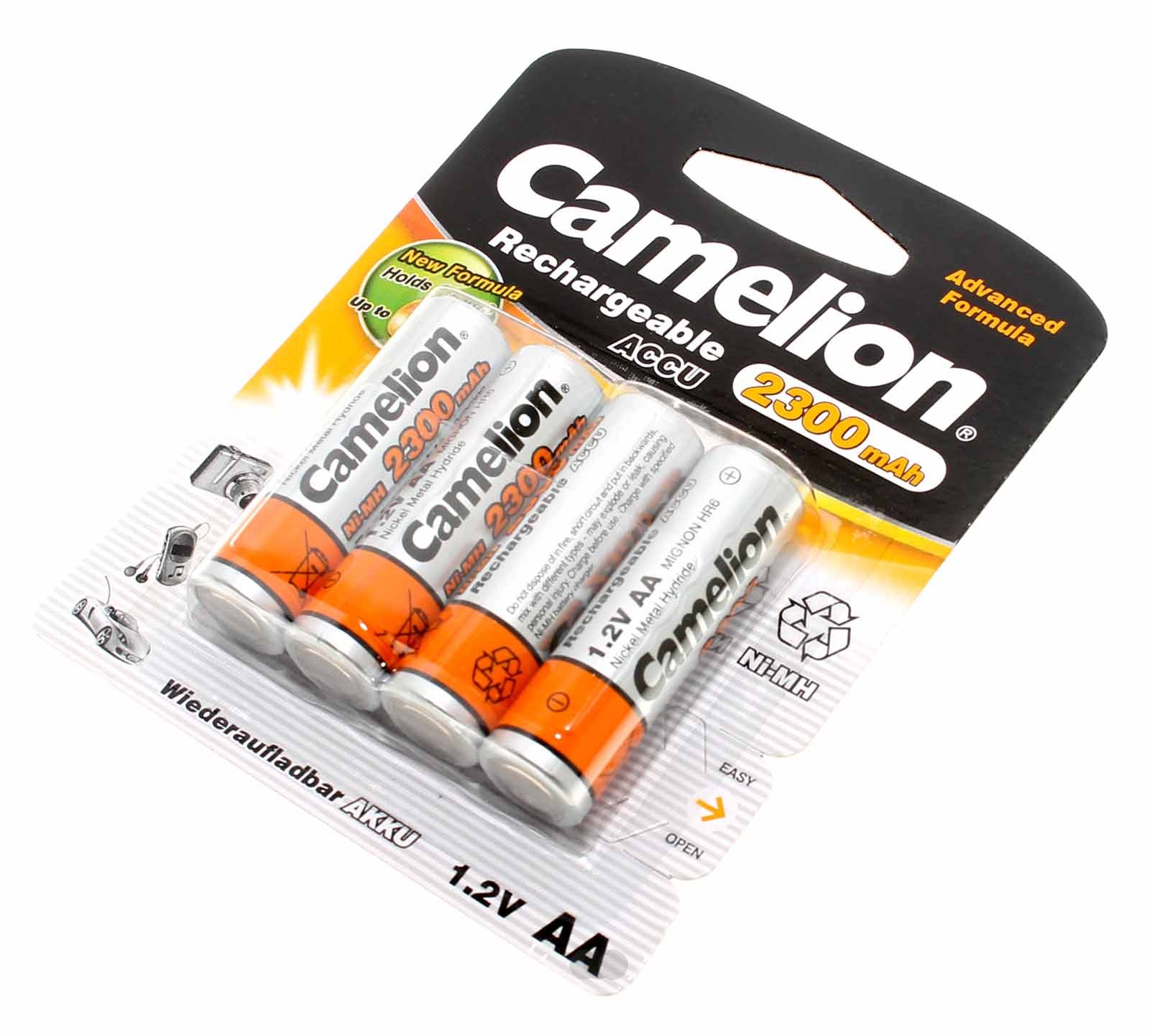 4er Pack Camelion Ni-Mh Akku AA 1,2V 2300mAh [NH-AA2300BP4] HR6 Mignon Fernbedienung Taschenlampe