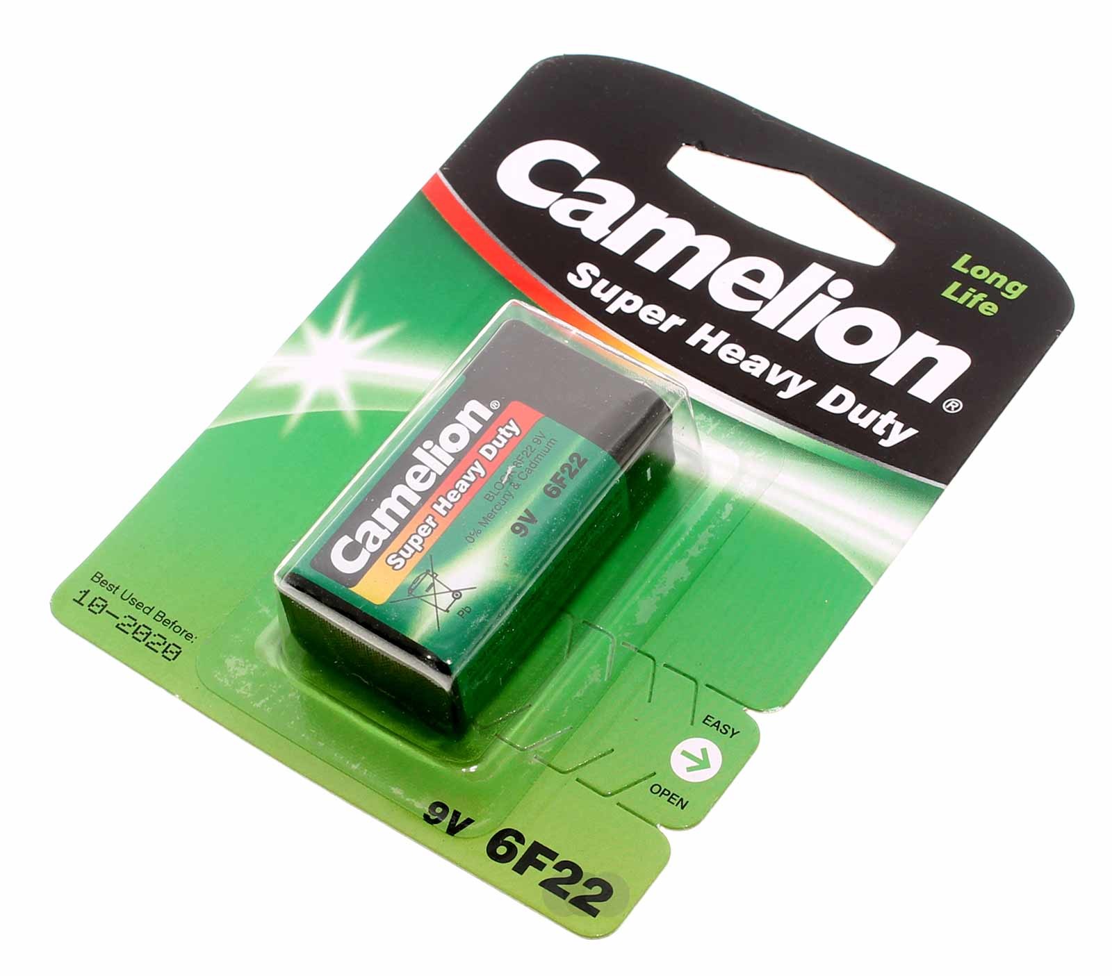 Camelion Super Heavy Duty Batterie, 9V, 450mAh, Block, 6F22-BP1G, 6F22, Waage, Radio