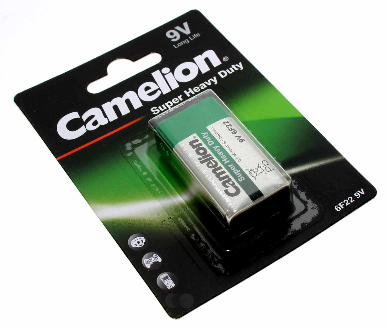 Camelion Super Heavy Duty Batterie, 9V, 450mAh, Block, 6F22-BP1G, 6F22, Waage, Radio