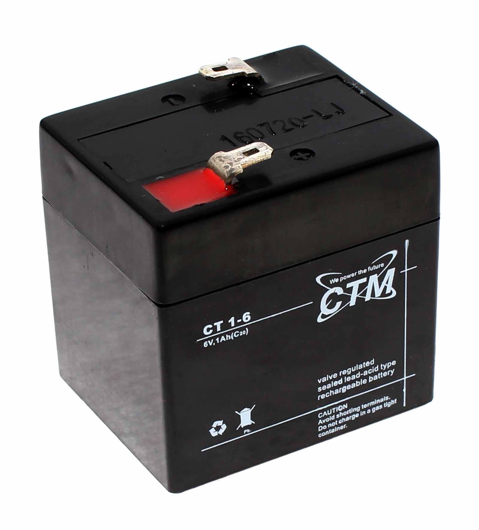 CTM CT1-6 Blei Gel Akku AGM, 4,8mm Fast-on Anschluss, 6V, 1000mAh