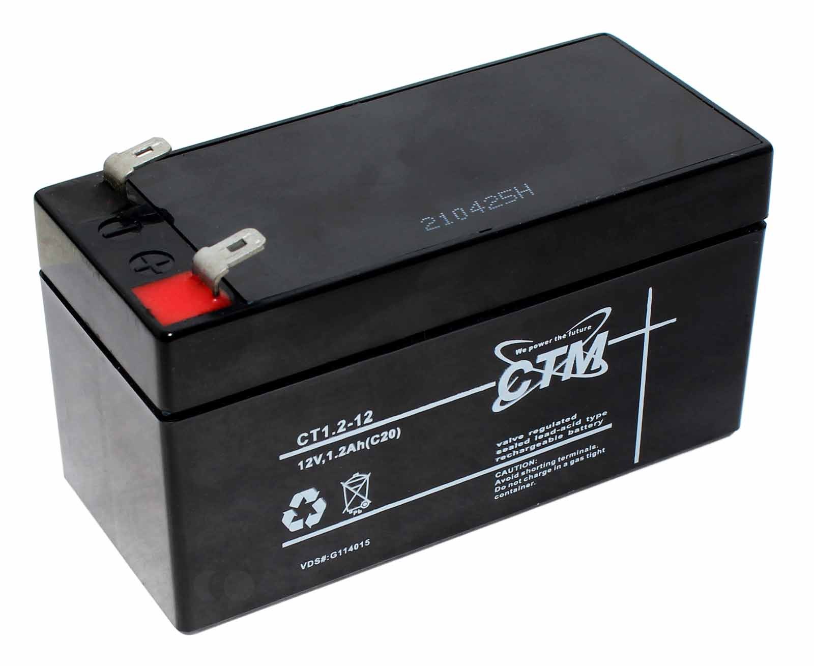 CTM CT1.2-12 Blei Gel Akku AGM, 4,8mm Fast-on Anschluss, 12V 1200mAh