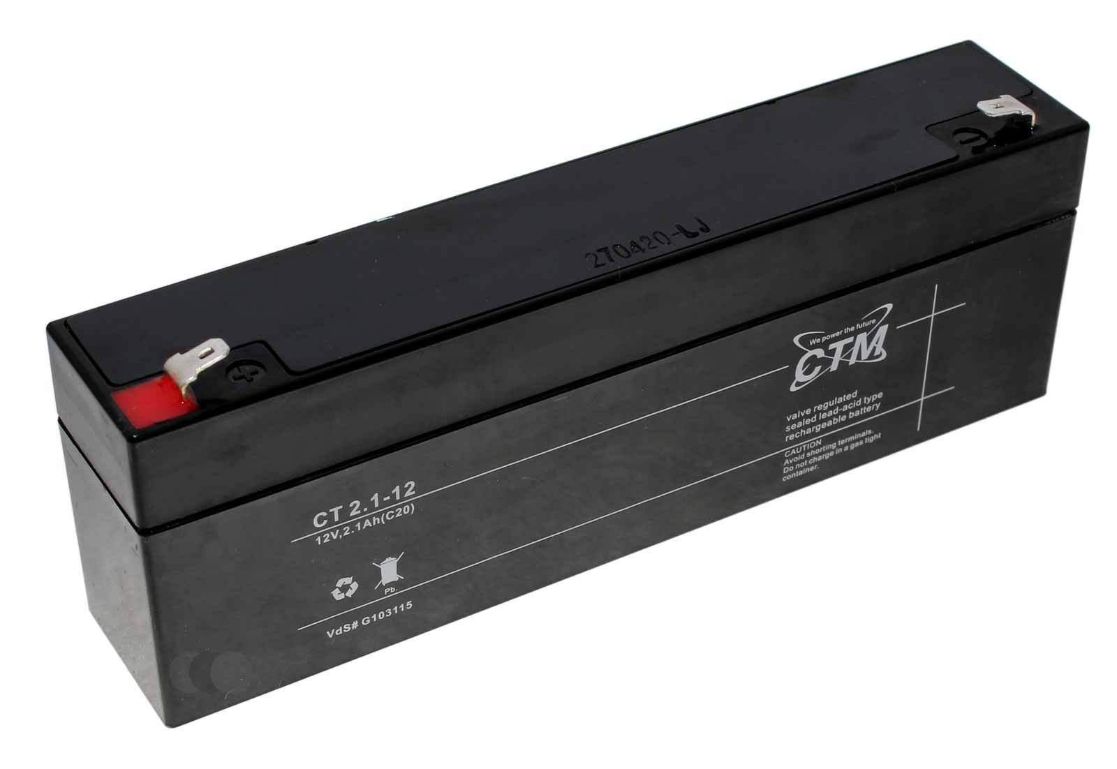 CTM CT2.1-12 Blei Gel Akku AGM, VdS, 4,8mm Faston Anschluss, 12V, 2100mAh