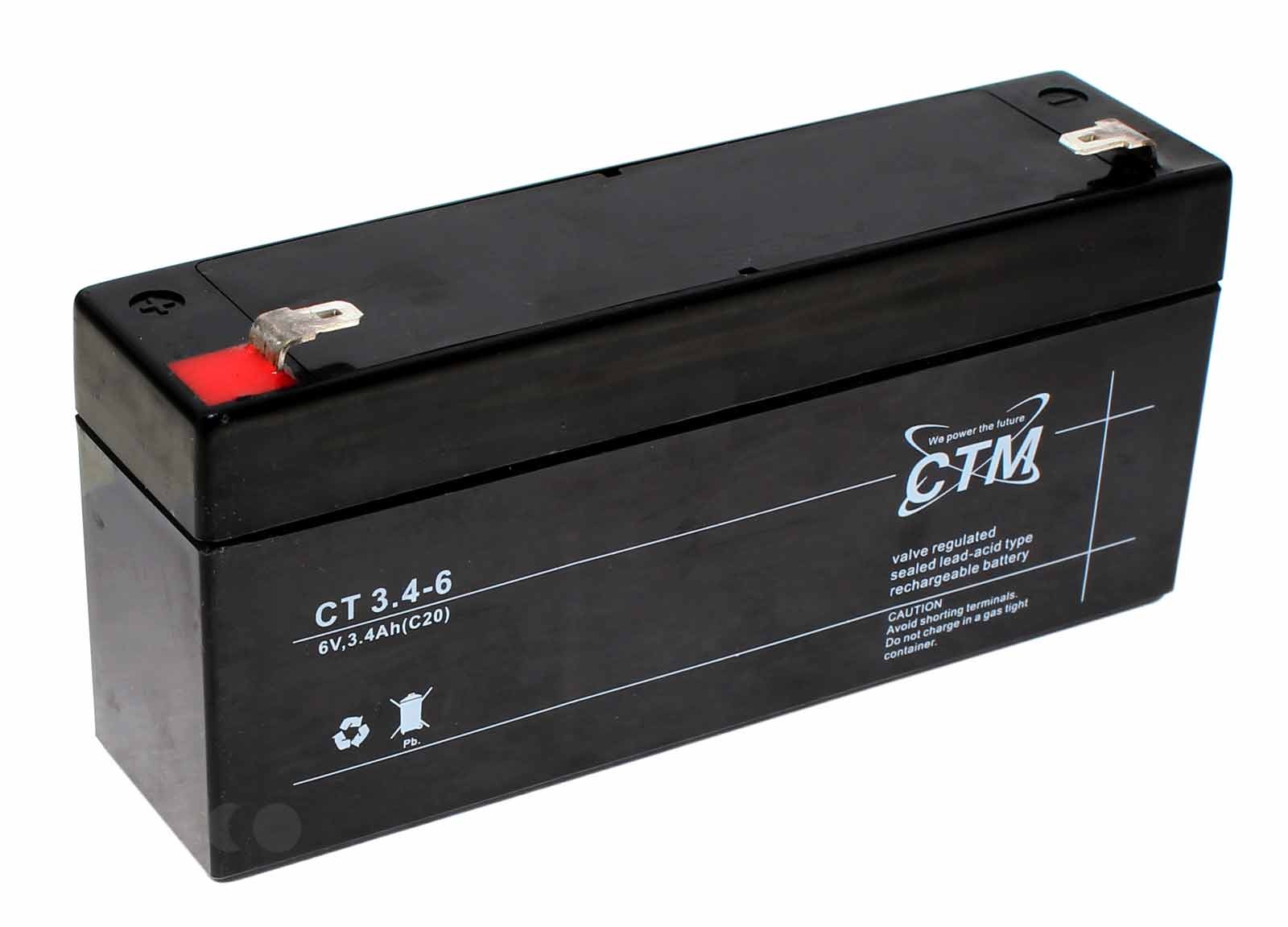 CTM CT3.4-6 Blei Gel Akku AGM, 4,8mm Fast-on Anschluss, 6V, 3400mAh