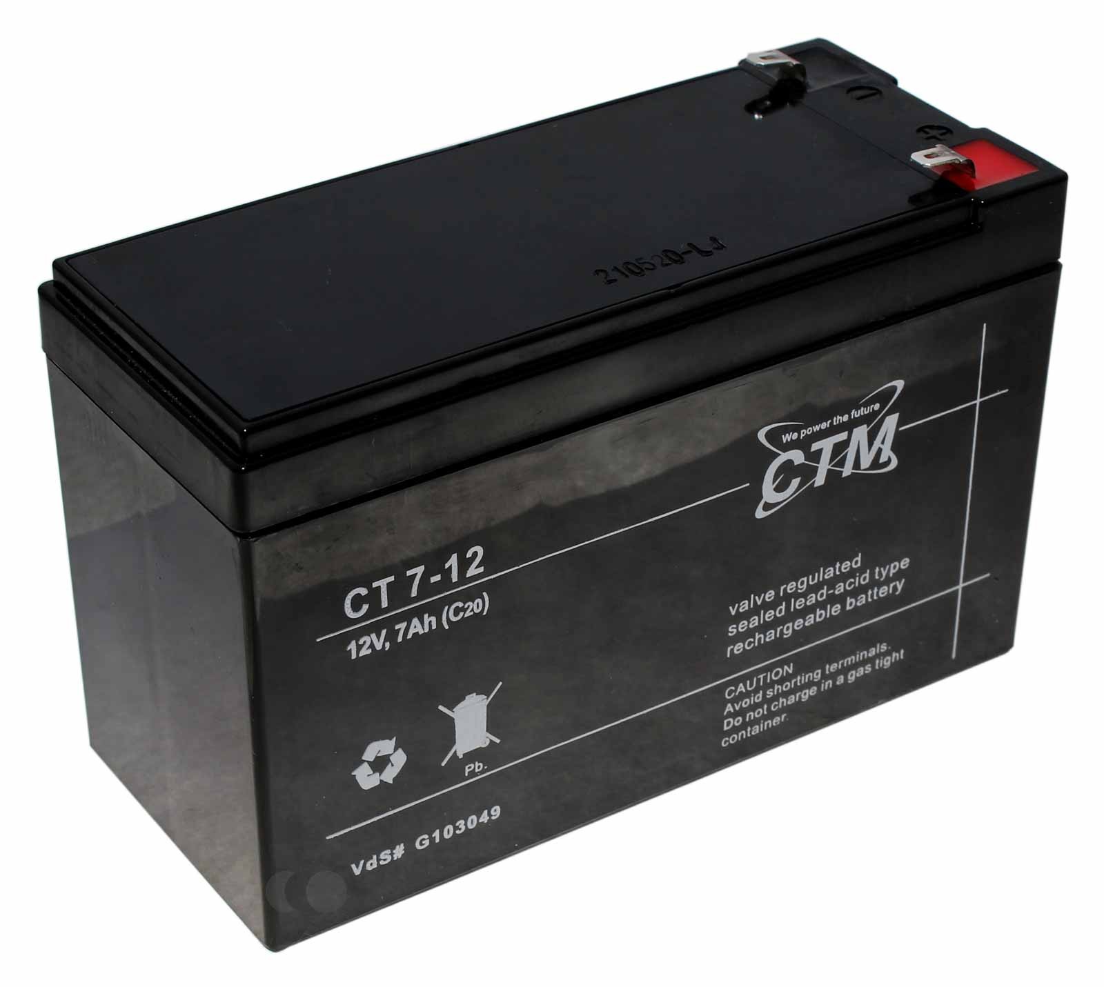 CTM CT7-12 Blei Gel Akku AGM, VdS, 4,8mm Faston Anschluss, 12V, 7000mAh