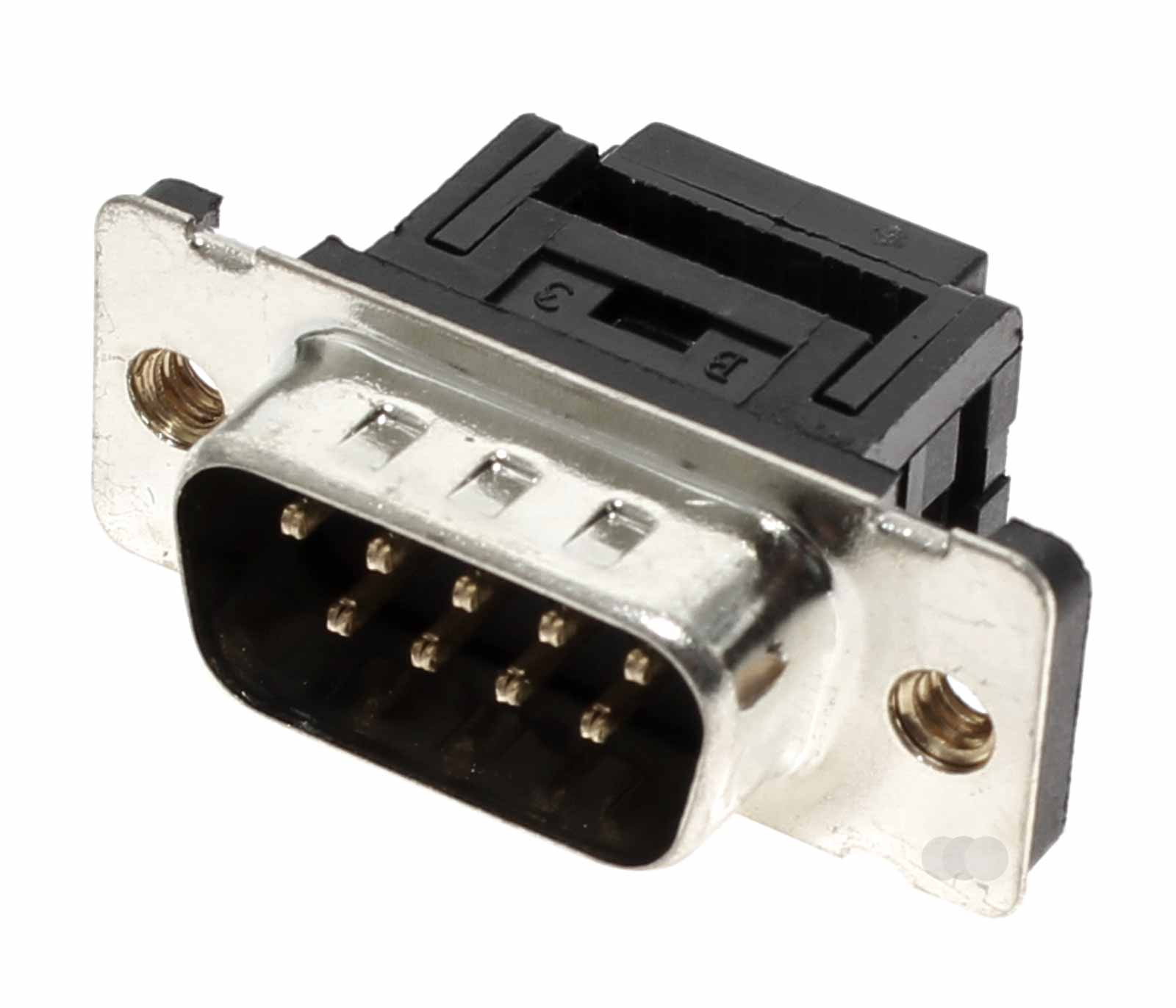 D-Sub 9 polige Stiftleiste Stecker, männlich, 90 Grad, Cut & Clip, 1400616
