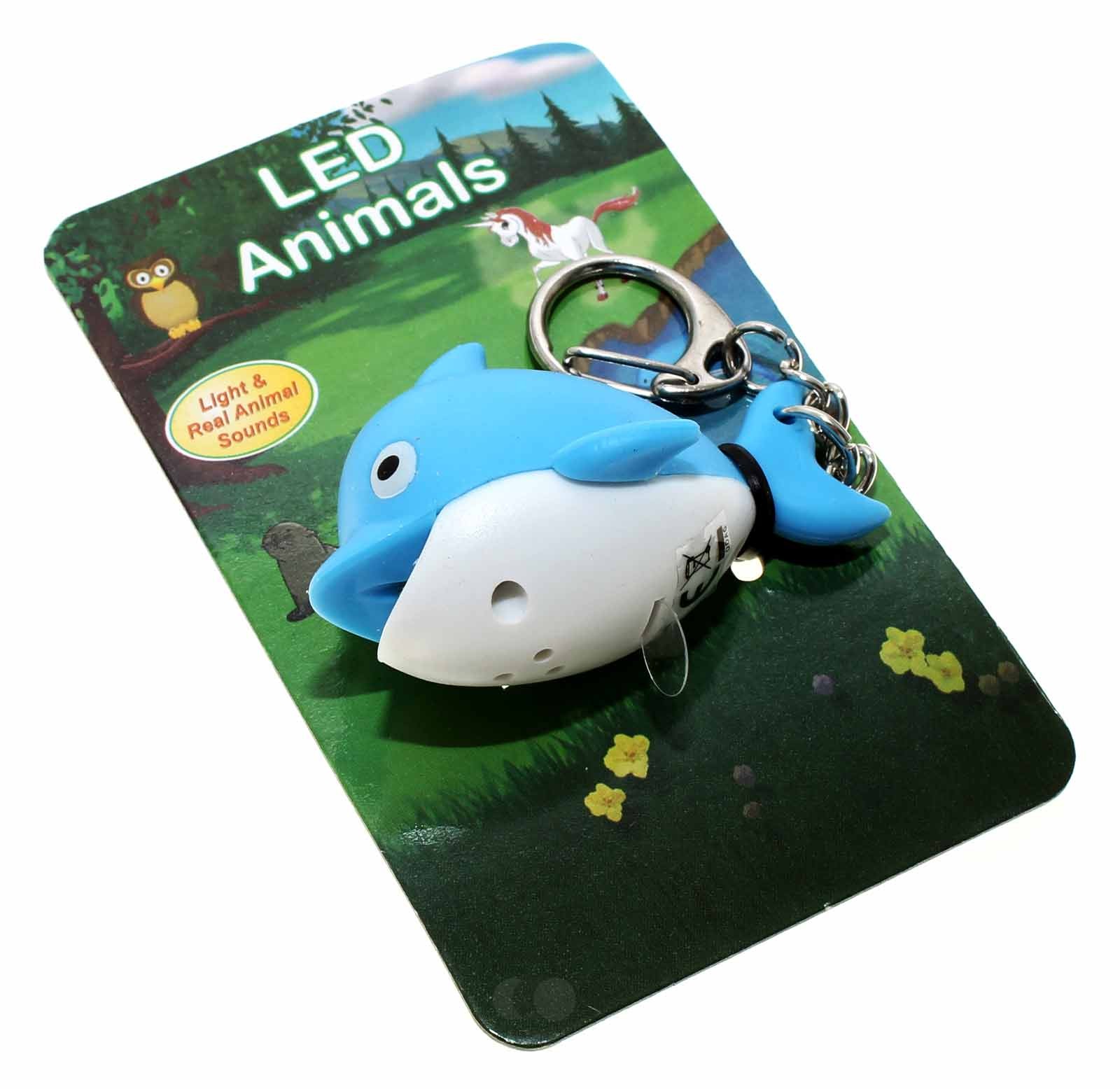 Delfin Schlüsselanhänger LED Animals mit Licht und Sound, inkl. 3x AG10 Knopfzelle, 1600-0188