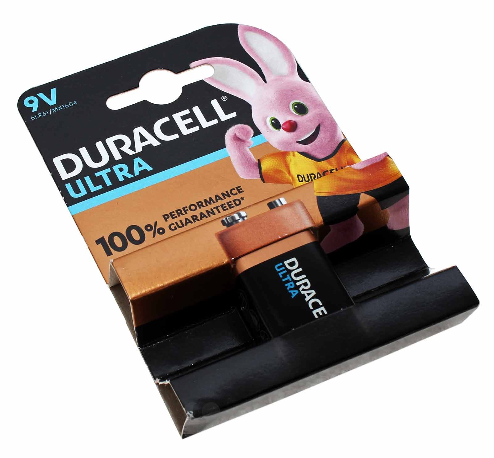 Duracell Ultra 9V Block Batterie Alkaline, 6LR61, MX1604 E-Block, für Rauchmelder
