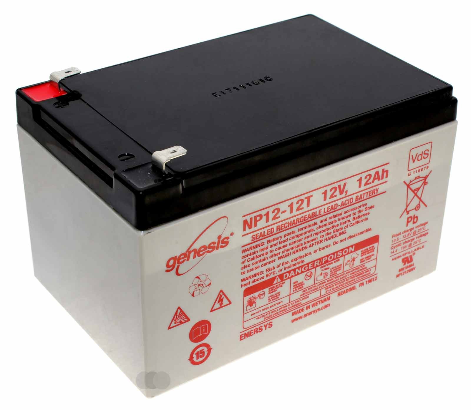 EnerSys Genesis NP12-12T Blei-Vlies Akku (AGM) mit 12 Volt und 12Ah Kapazität