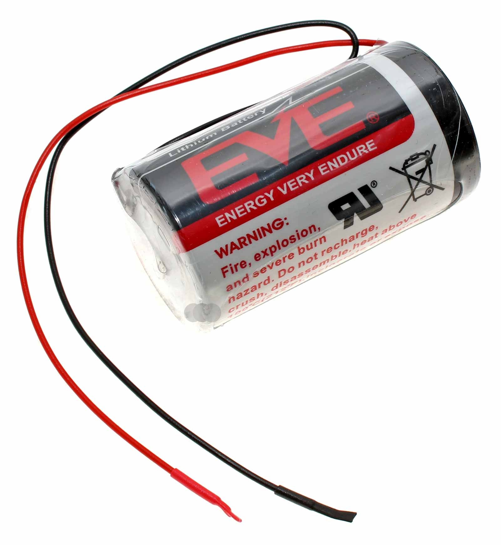 EVE ER34615 (ER34615DSEVE) Lithium Batterie D Mono mit 3,6 Volt und 19000mAh Kapazität, Spezial-Batterie mit Kabel