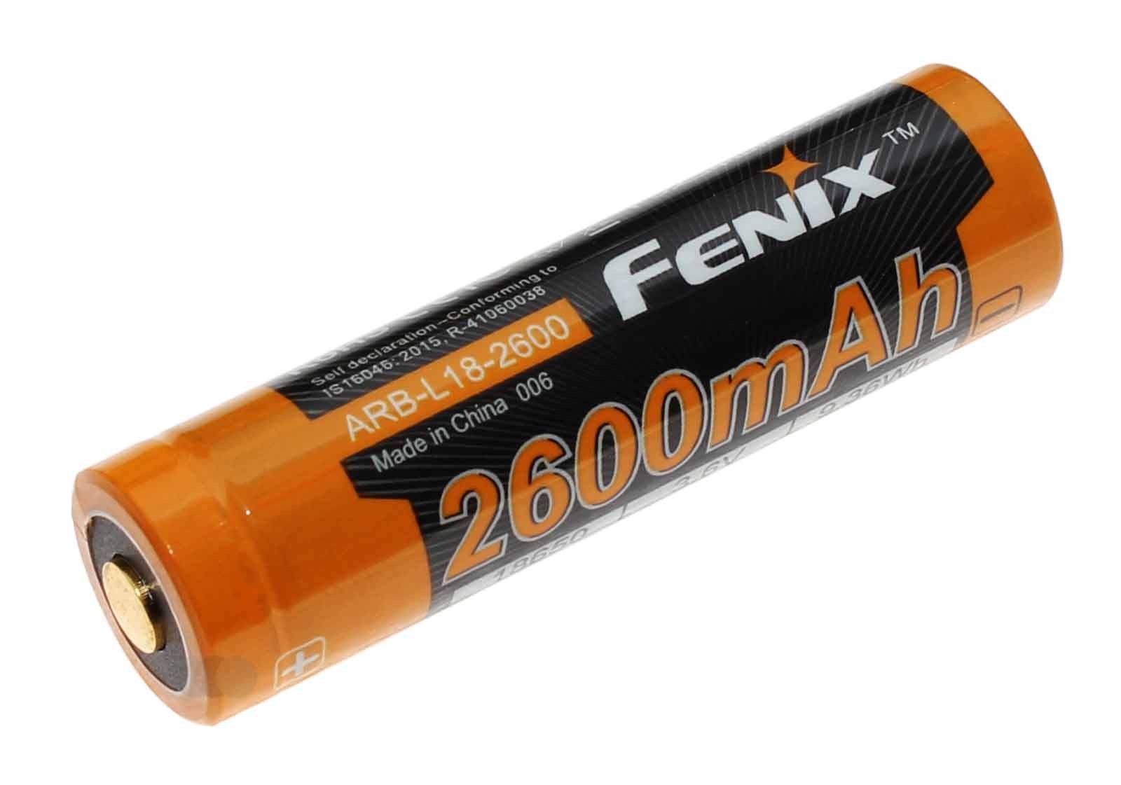 Fenix ARB-L18-2600 18650 Li-Ion Akku, geschützt, Transportbox, 3,6V, 2600mAh