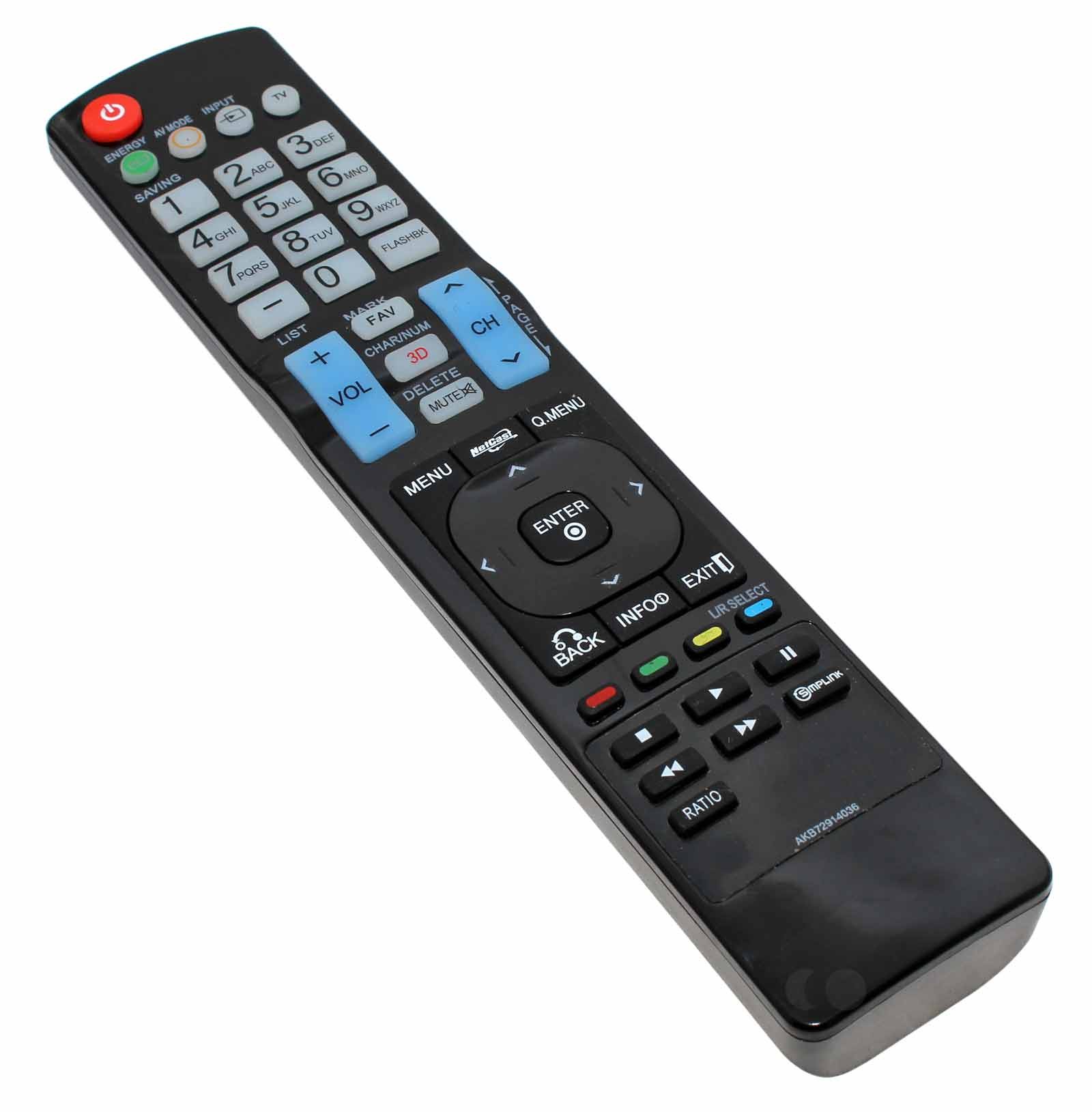Fernbedienung ersetzt LG AKB72914036, Ersatzfernbedienung für Fernseher TV