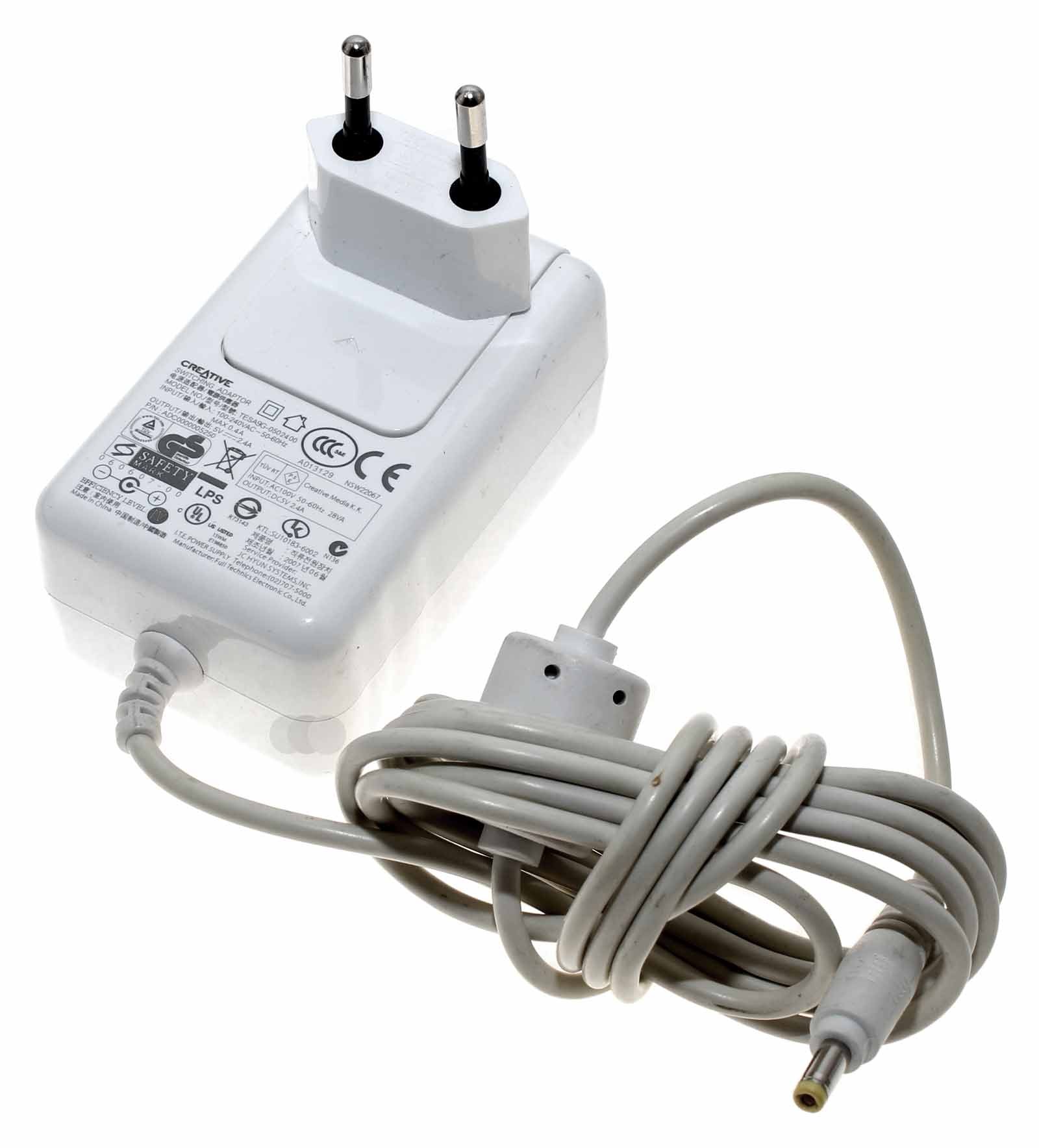 Gebrauchtes Creative TESA9G-0502400 Netzteil, Ladegerät, Stromadapter für ZEN Vision M MP3-Player, 5V, 2,4A