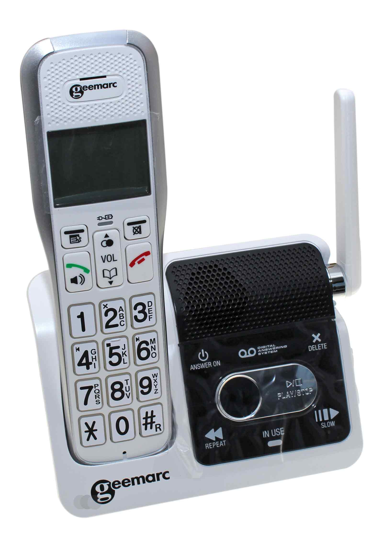 Geemarc AMPLIDECT 595 U.L.E Senioren DECT Telefon weiß, für Hör- und Sehbehinderte