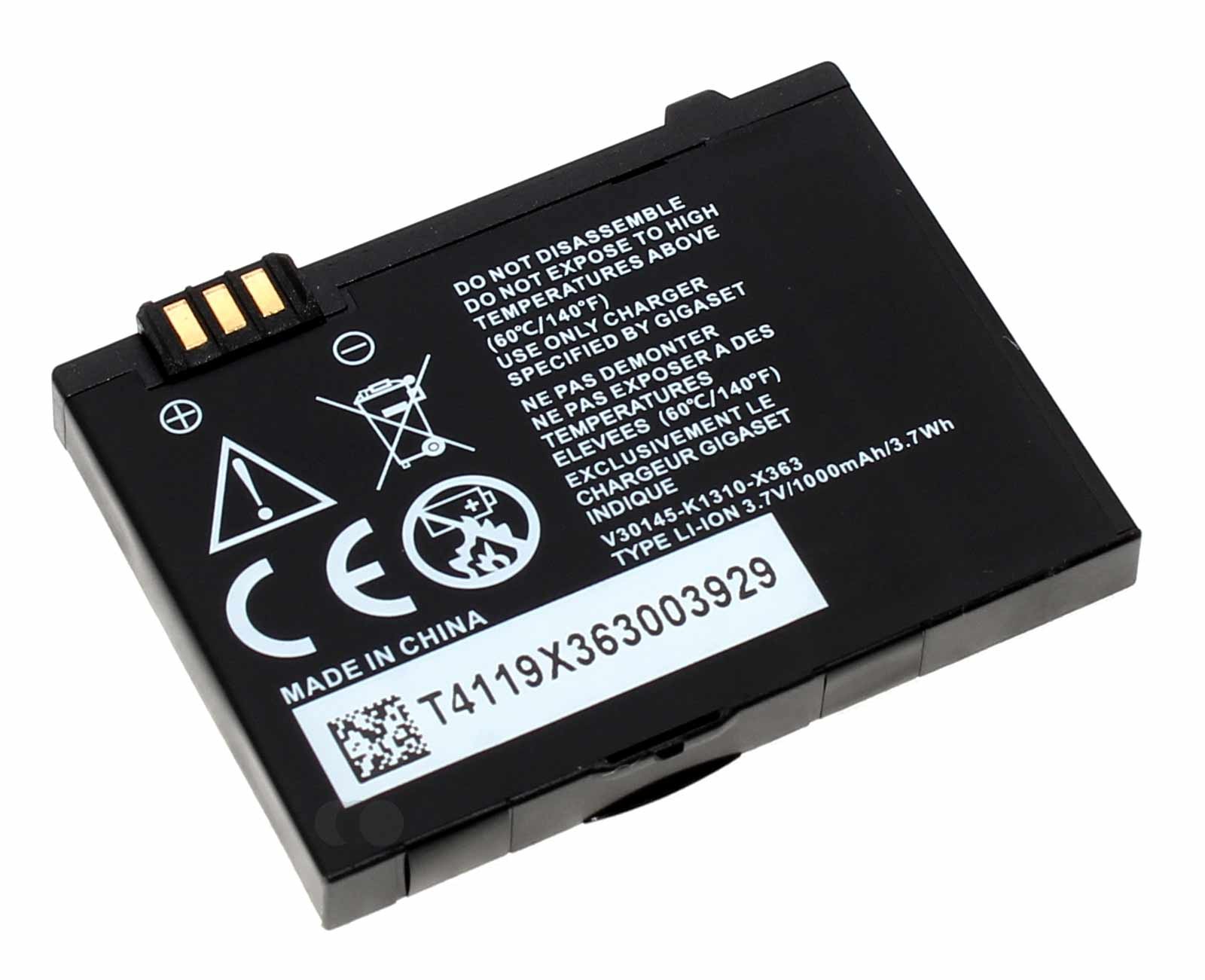 Gigaset V30145-K1310-x363 Akku für Siemens Gigaset M2, Unify OpenStage M3 Plus, 3,7V, 1000mAh
