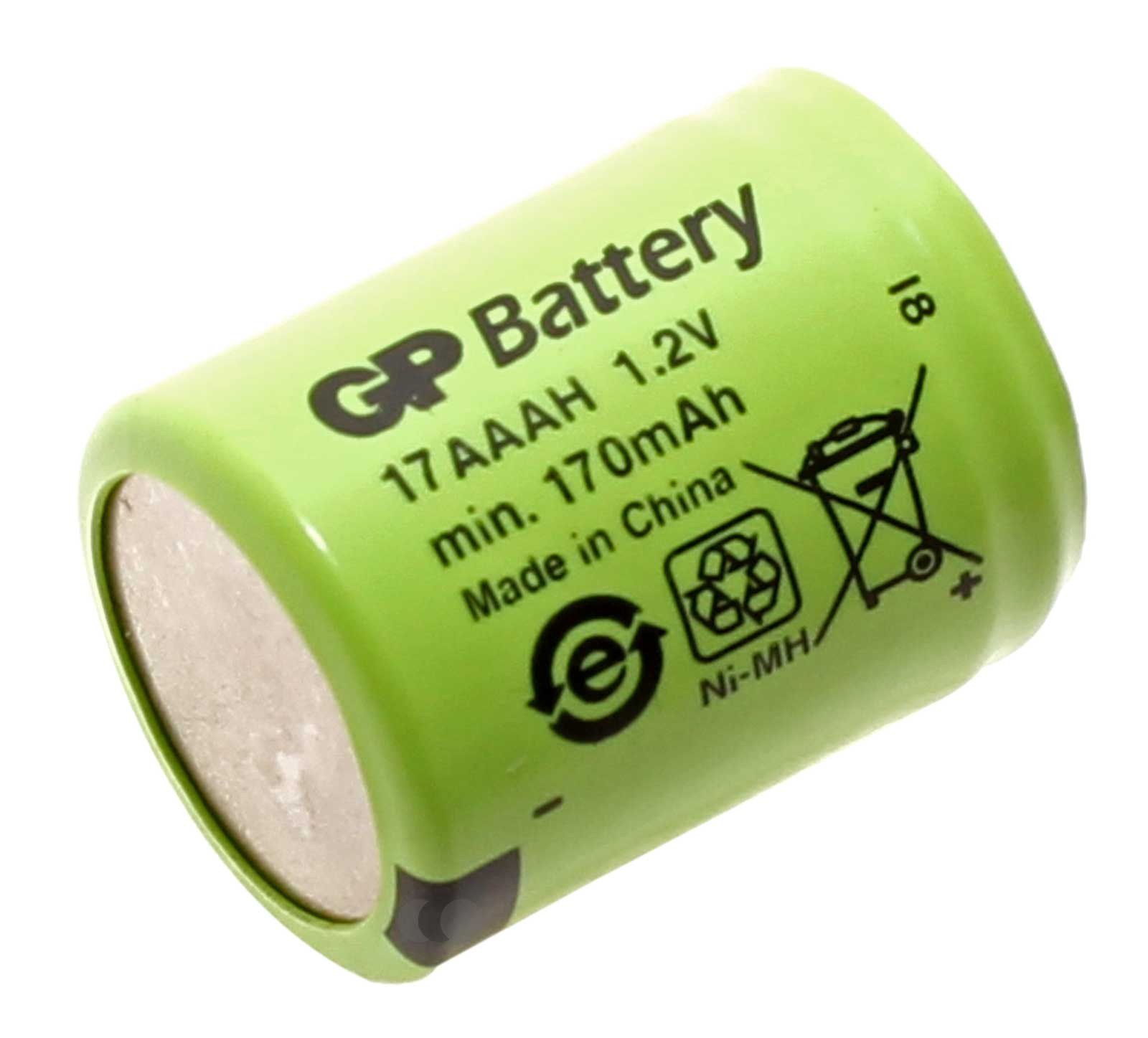 GP Battery GP 17AAAH Spezial-Akku, 1/3 AAA, Flat-Top, NiMH mit 1,2 Volt und 170 mAh Kapazität