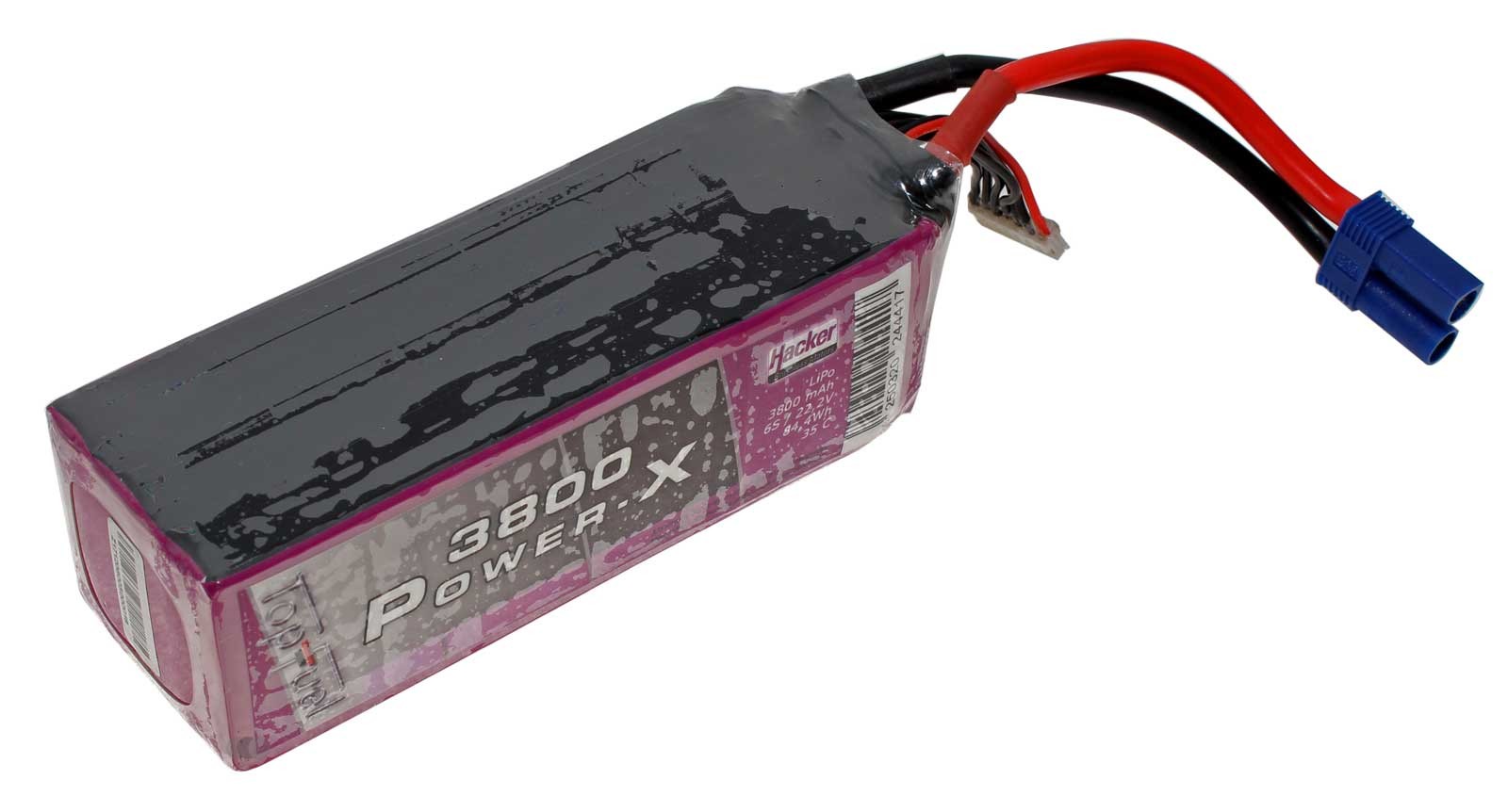 LiPo Modellbau Akku Hacker TopFuel 3800 Power-X, 6S (6 Zellen) mit 22,2 Volt und 3800mAh Kapazität, Ersatzteil Teilenummer 83800661