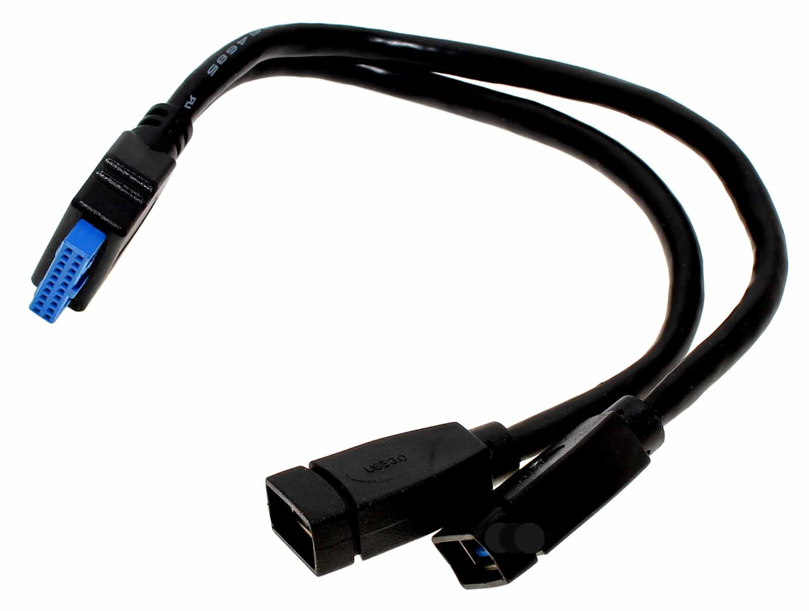 InLine USB 3.0 Adapterkabel mit 2x USB 3.0 Buchse Typ A auf Pfostenanschluss 19polig (Pinheader Mainboard Buchse) zum internen Anschluss von 2 externen USB 3.0 Geräten