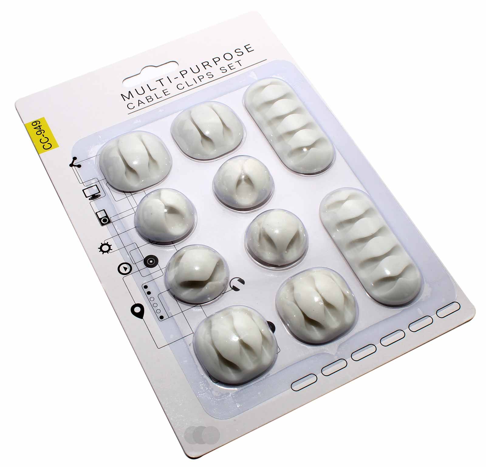 Kabelmanagement Kabelhalter Kabelclips Kabelklemmen Kabel Fixierung selbstklebend 10er Set weiß
