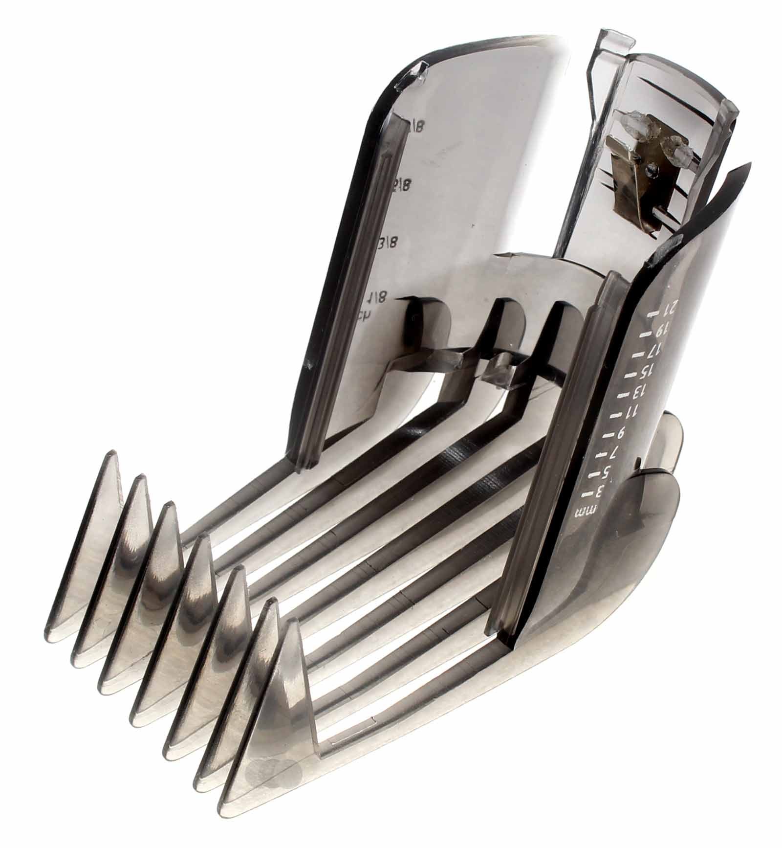 Aufsteckkamm, Kammaufsatz mit Skala wie Philips CRP 389 [Standard small / short Comb, 3mm-21mm] passend für Philips Haarschneider, Bartschneider