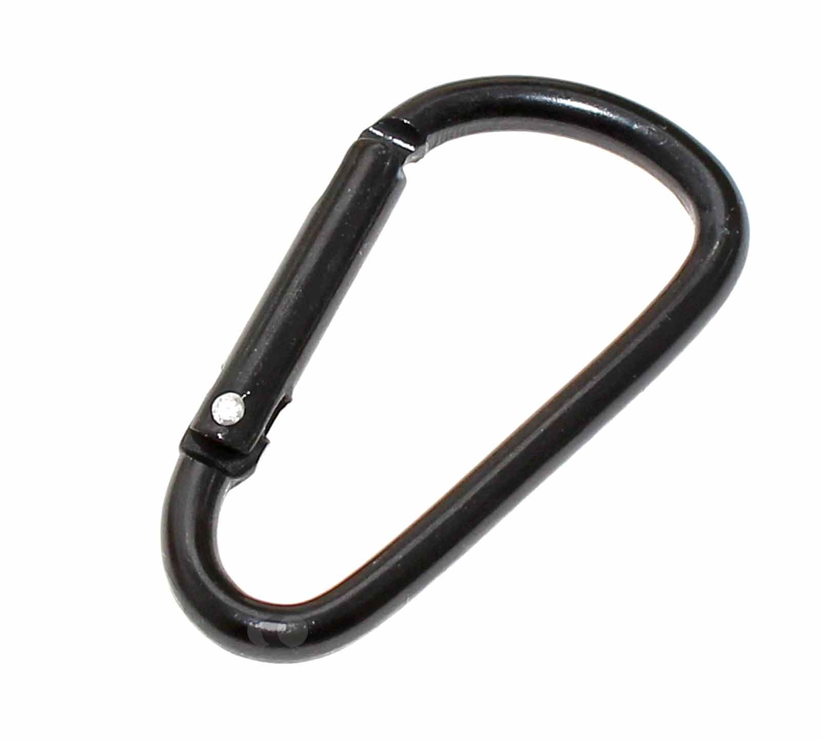 Einfacher Karabinerhaken Metall Schnappverschluss schwarz, L 45,5mm, B 23,7mm, H 3,4mm