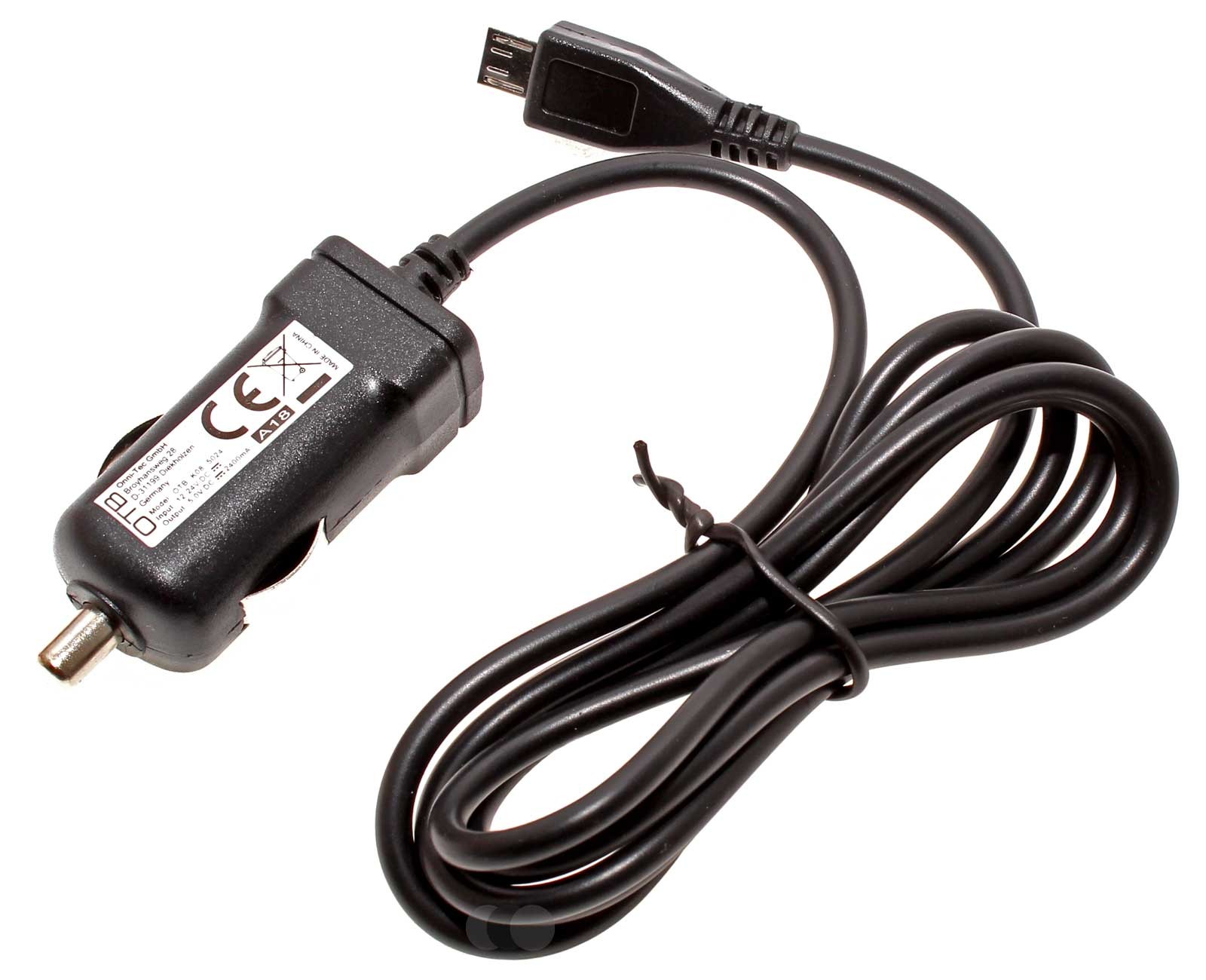 Kfz-Ladegerät Ladekabel Car Charger Autoladekabel mit Micro-USB Anschluss, 2,4A und 1,1 Meter Kabel, mit Schnellladefunktion für z.B. Smartphone oder Tablet