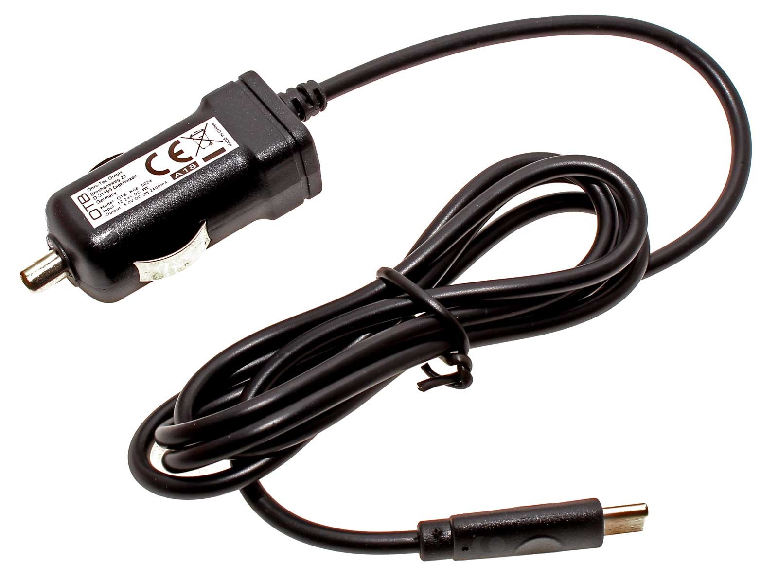 KFZ-Ladekabel, Kfz-Ladegerät, Car Charger, Autoladekabel mit USB-C (Type-C) Anschluss für 12V- und 24V-Anschlüsse, Zigarettenanzünder, für alle Geräte mit USB C Ladeanschluss und 5V Eingangsspannung