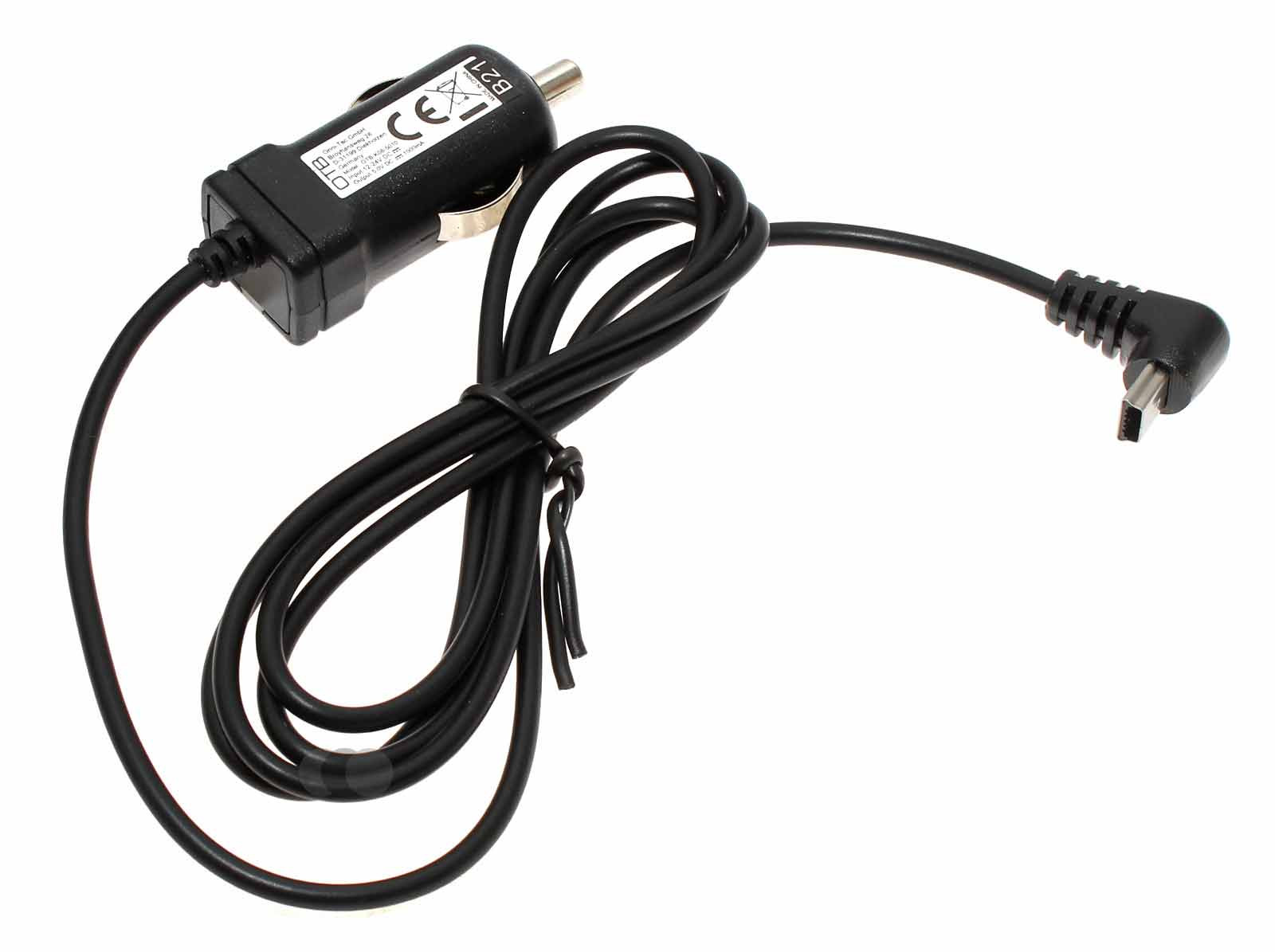 Kfz-Ladekabel Ladegerät mit abgewinkeltem mini USB-Stecker, 5V, 1A