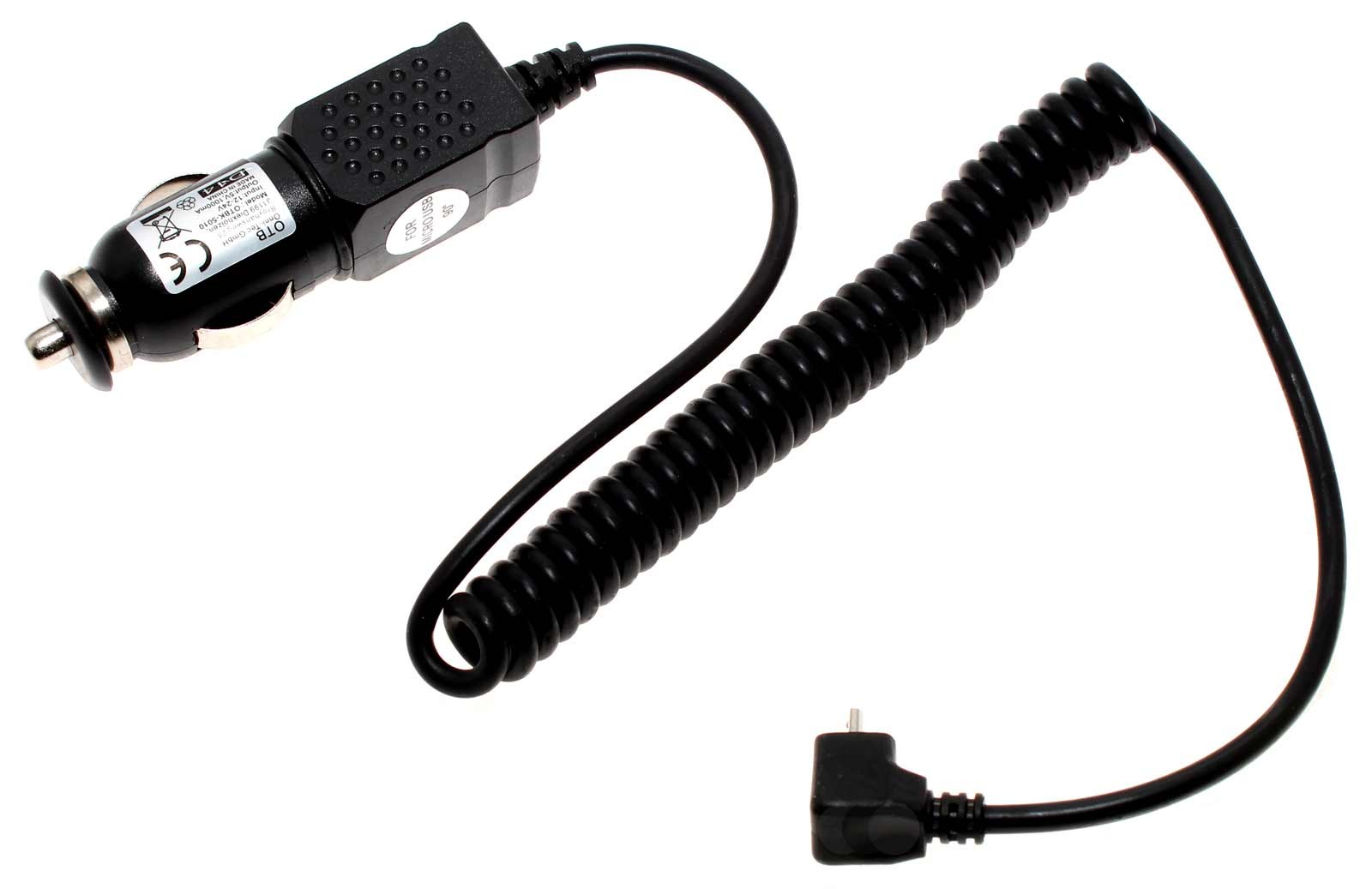KFZ-Ladekabel, Ladegerät, Car Charger, Autoladekabel (12V/24V) mit abgewinkeltem micro USB-Stecker