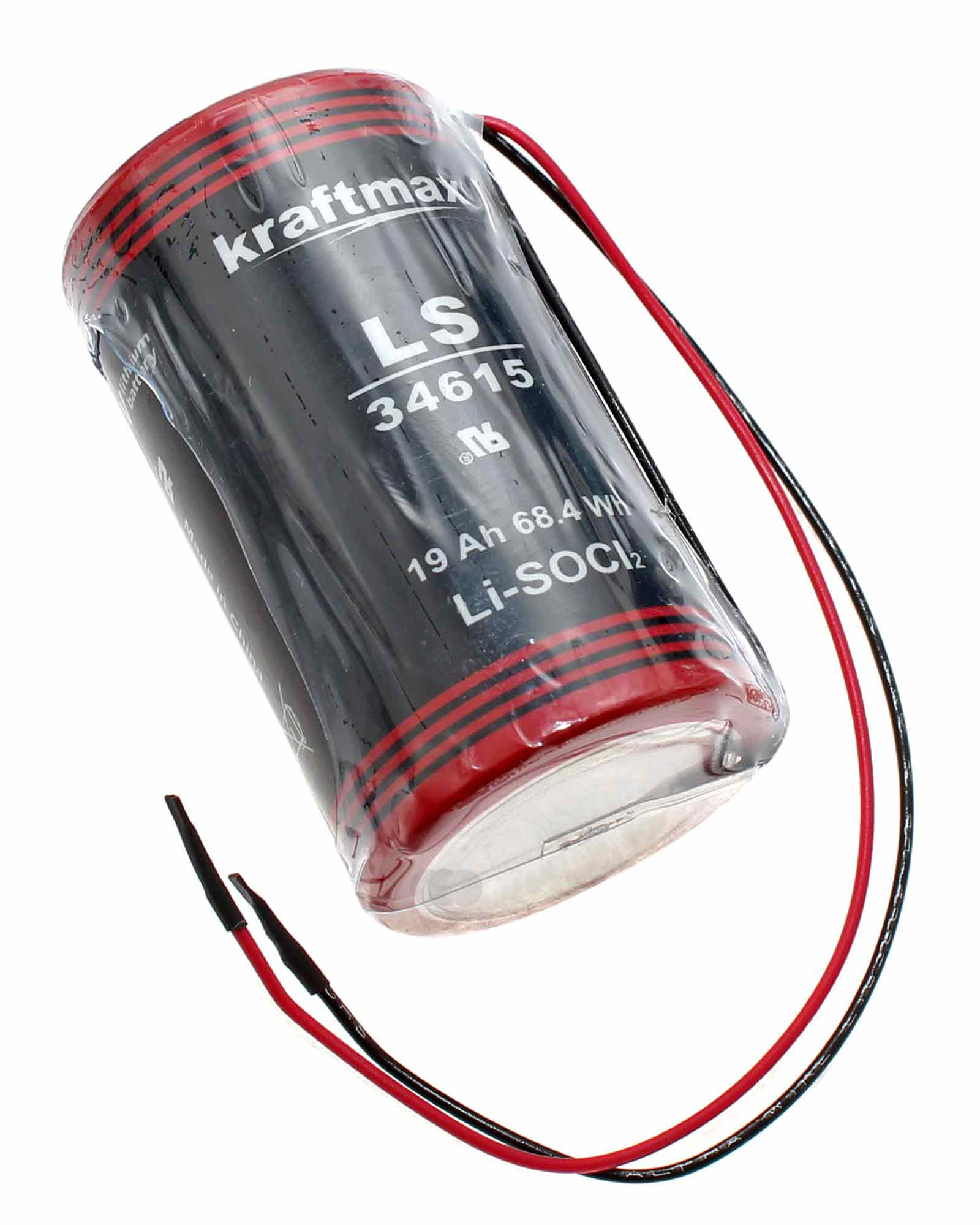 Kraftmax LS 34615 (ehemalig XCell ER34615) Lithium Mono D Spezial-Batterie mit Kabeln, mit 3,6 Volt und 19000mAh Kapazität