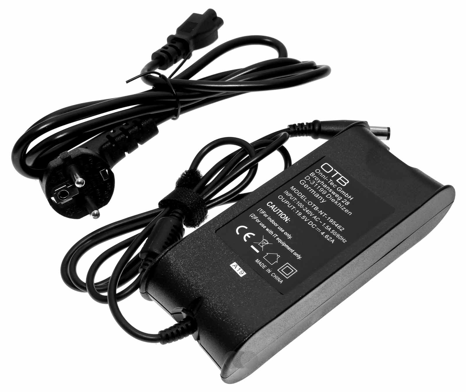 Ladegerät, Netzteil für Dell Inspiron 1150, Latitude D600, Precision M20 u.a., wie 310-2862, 310-3399, 310-4002 u.a., 19,5V, 4,62A, 90W