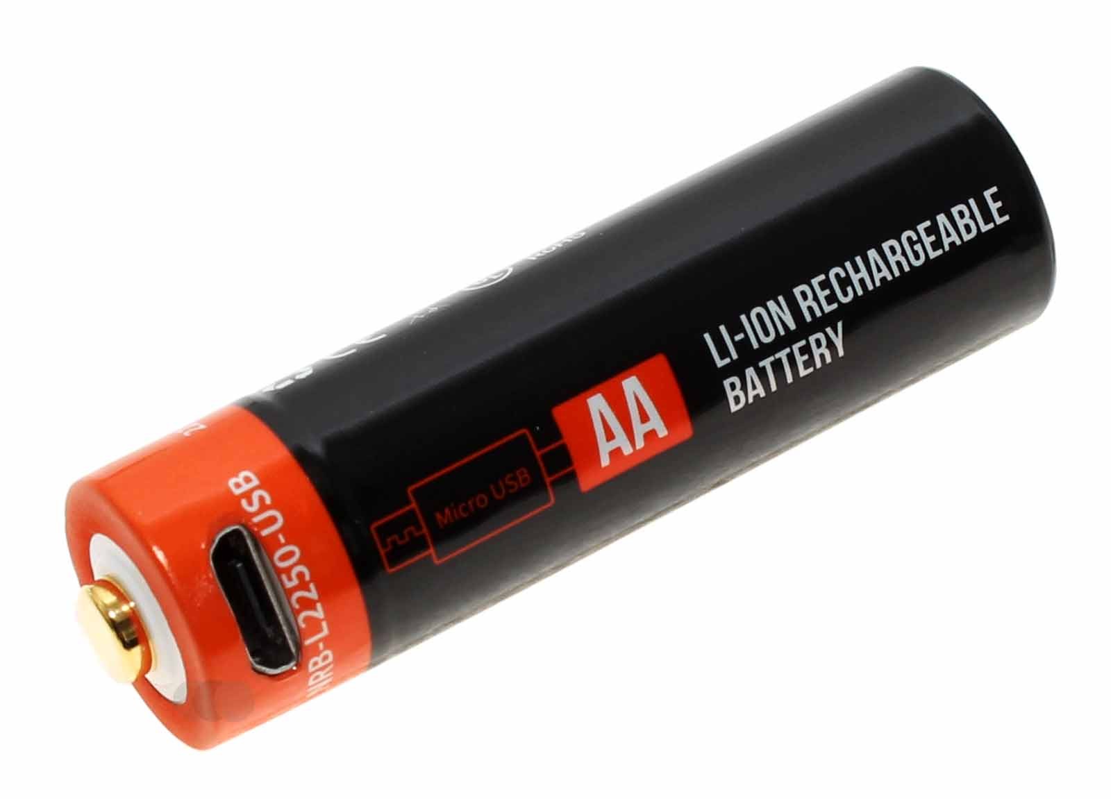 Li-Ion Akku AA Mignon mit Micro-USB Ladebuchse, LR06, R6, AM3, MN1500, 1,5V, 2250mAh