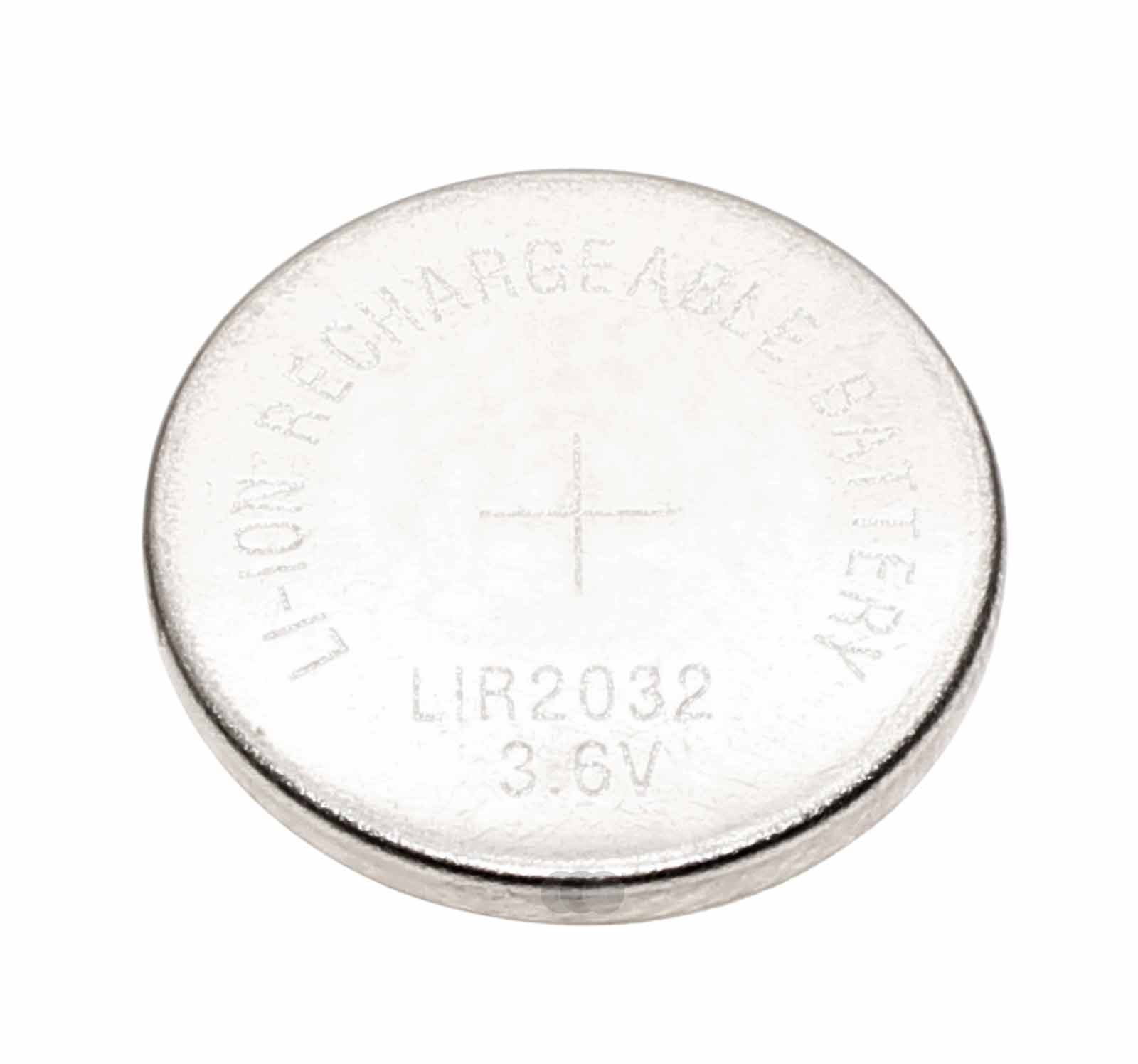 LIR2032 Knopfzellen Akku, wiederaufladbare Li-Ion Knopfzelle, 3,6V, 45mAh