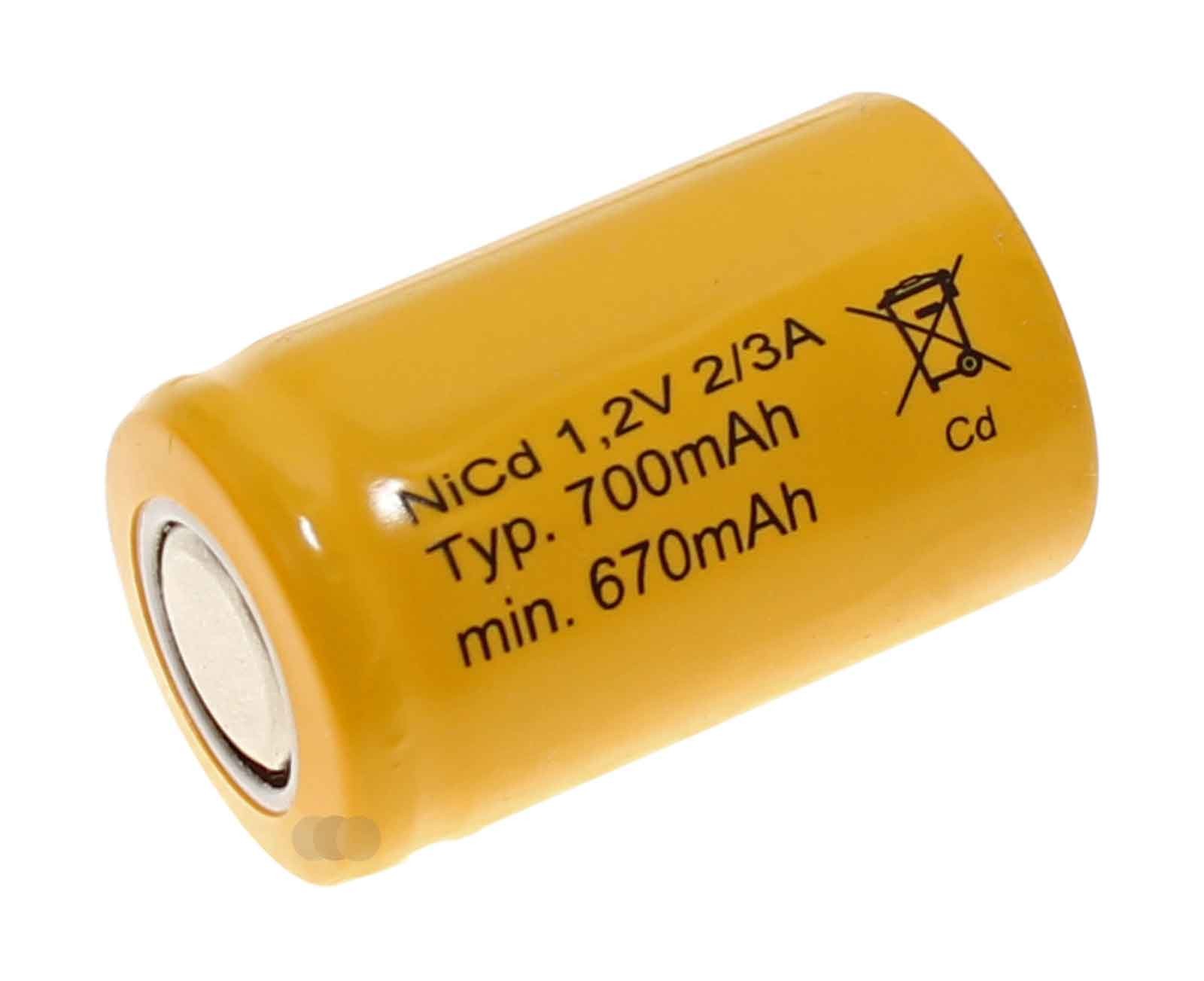 Mexcel D-2/3A700 NS2/3A700 2/3 A Ni-Cd Industrie Spezial-Akku, Flat-Top, 1,2V, 700mAh