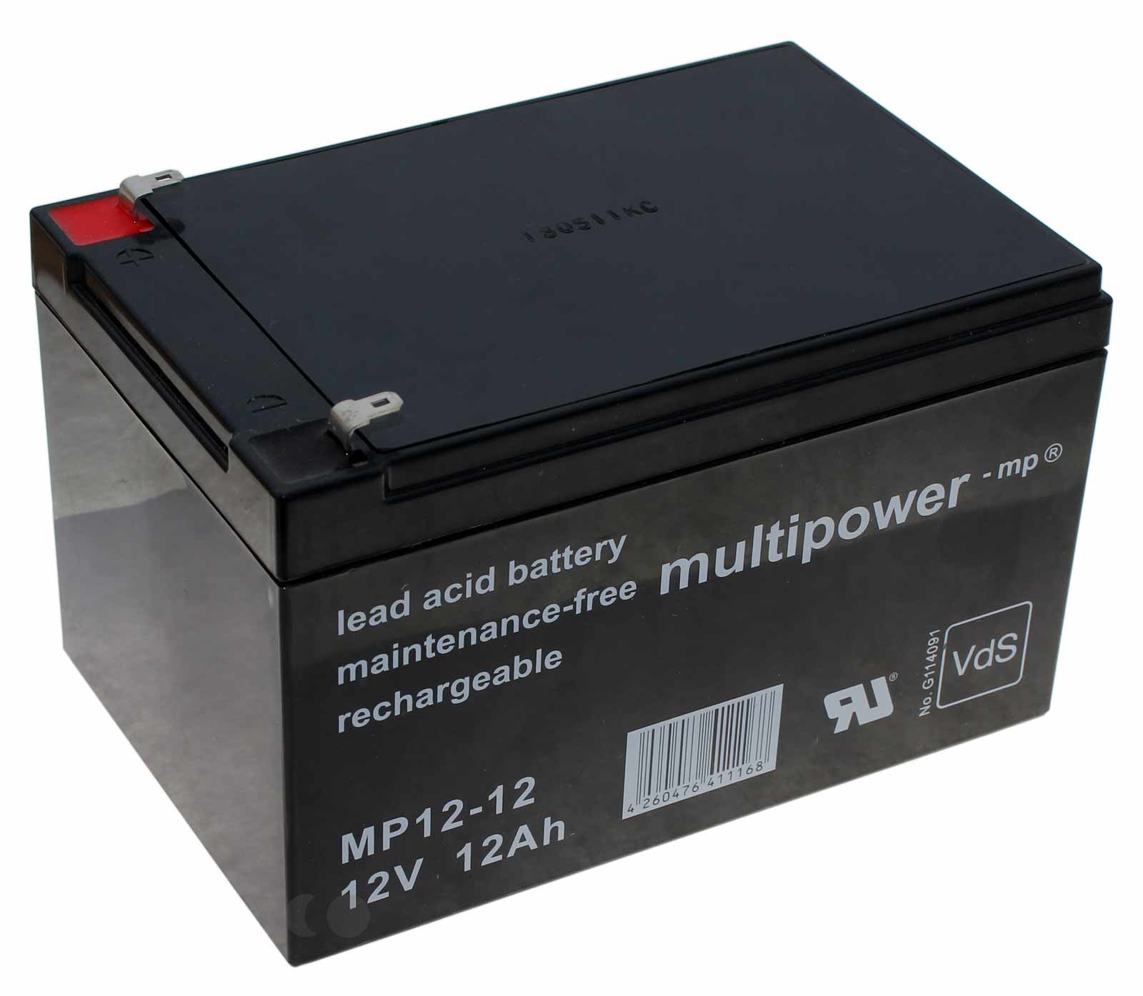 Multipower MP12-12 Blei Gel Akku AGM, 4,8mm Faston Anschluss, 12V, 12Ah