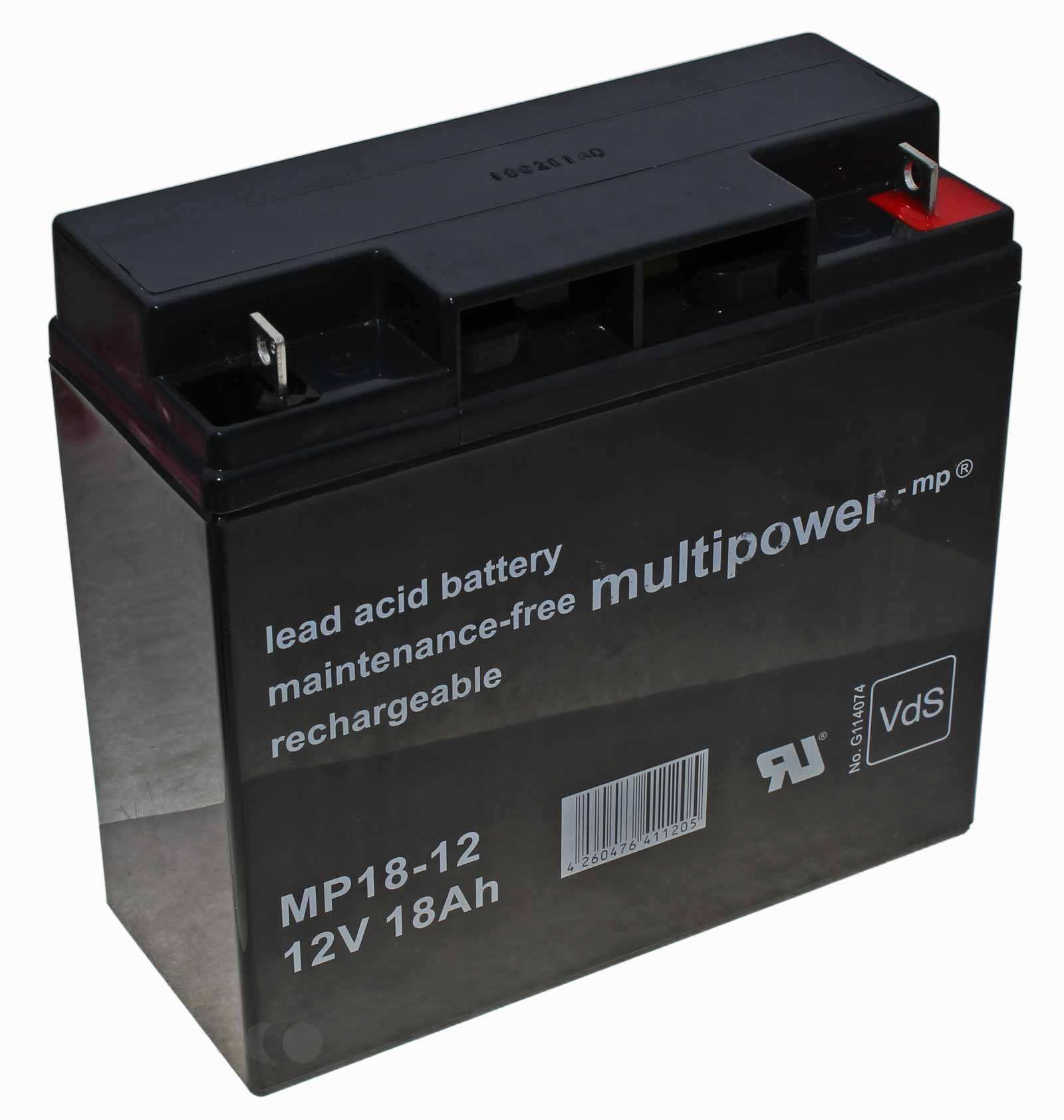 Multipower MP18-12 Blei Gel Akku AGM, M5 Schraubanschluss, VdS, 12V, 18Ah