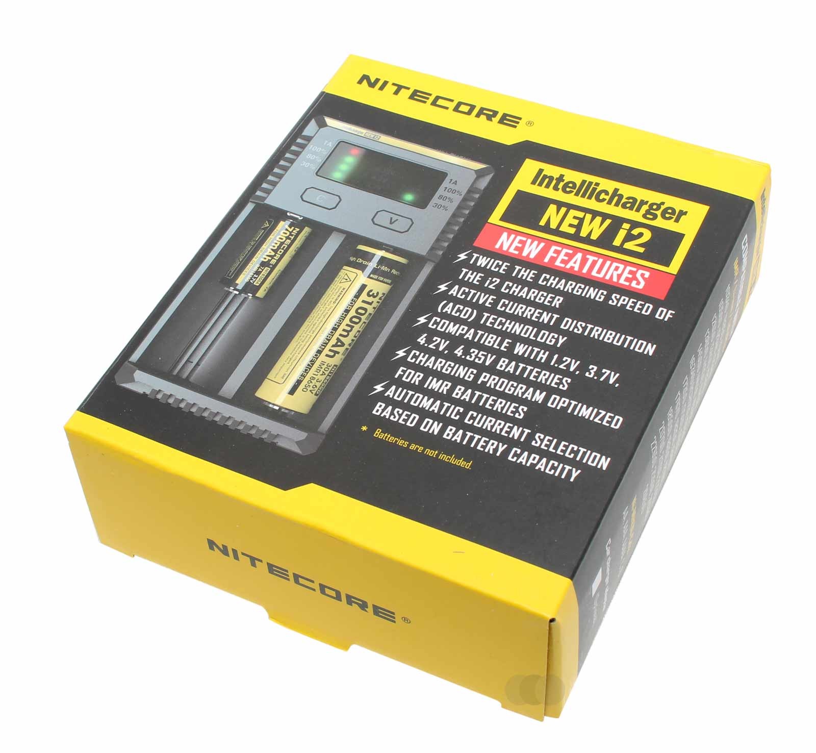 NiteCore NEW i2 Akku Ladegerät, IMR Li-ion, LiFePO4, Ni-MH, Ni-CD, AAA, AA, 18650