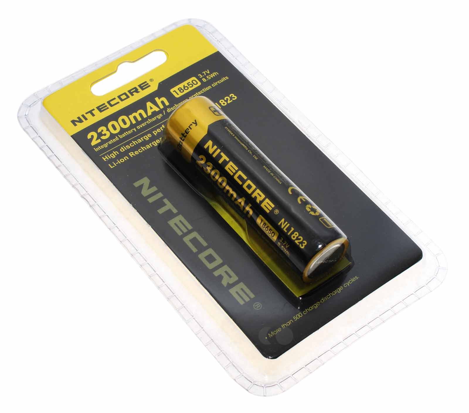 NiteCore NL1823 18650 Li-Ion Akku mit Schutzschaltung, Button Top, 3,7V, 2300mAh