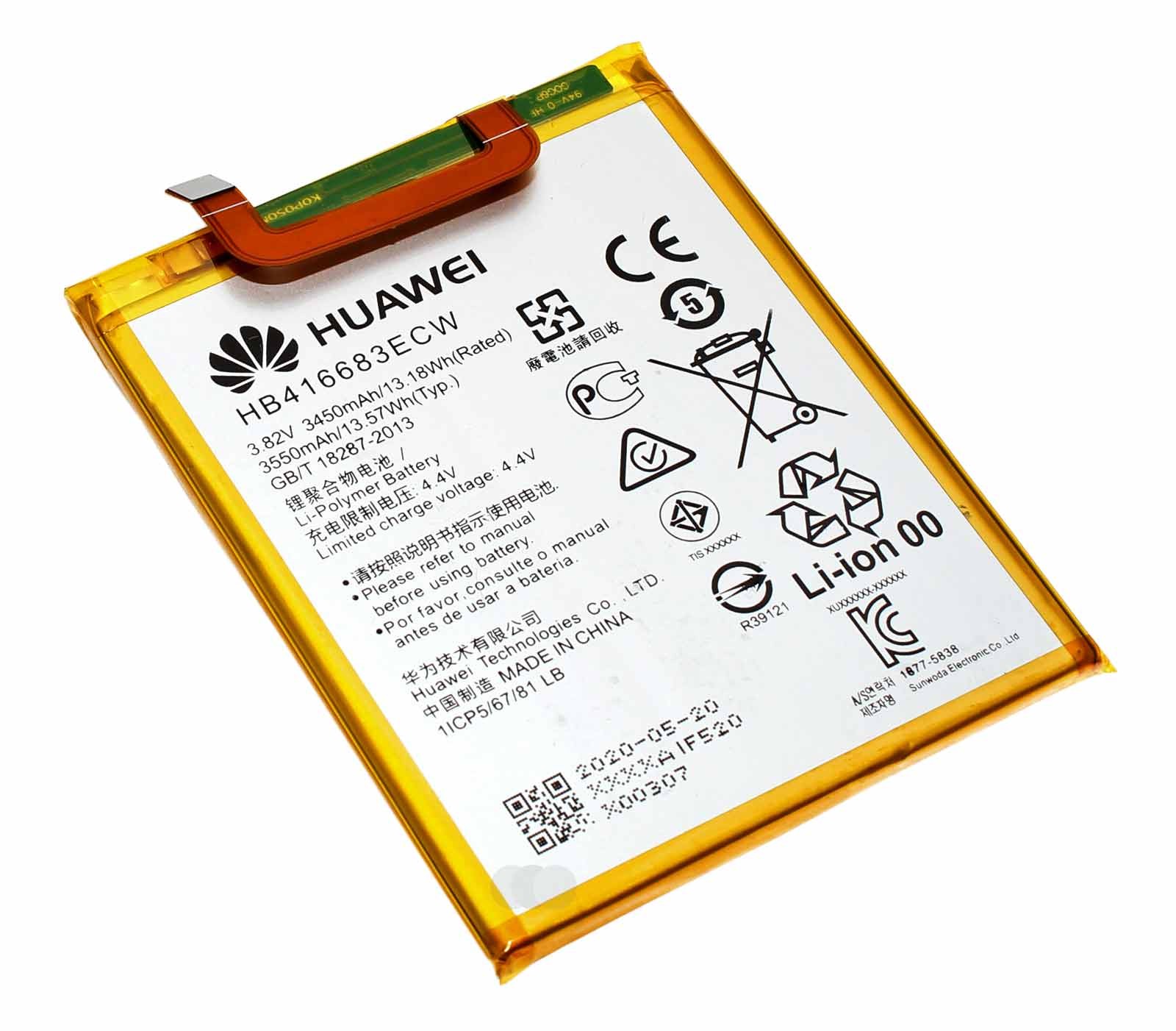 Original Akku für Huawei Google Nexus 6P Smartphone, HB416683ECW, 3,82V, 3550mAh