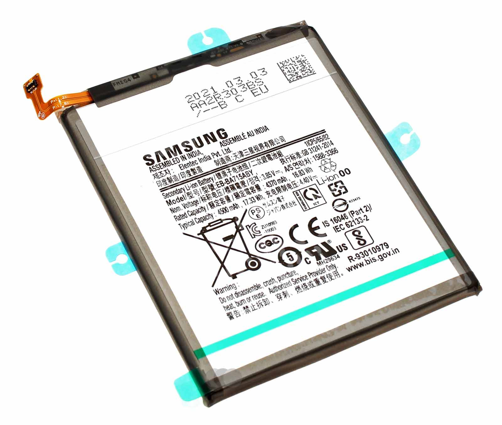 Original Akku für Samsung Galaxy A71 A715F, EB-BA715ABY, GH82-22153A, 3,85V, 4500mAh
