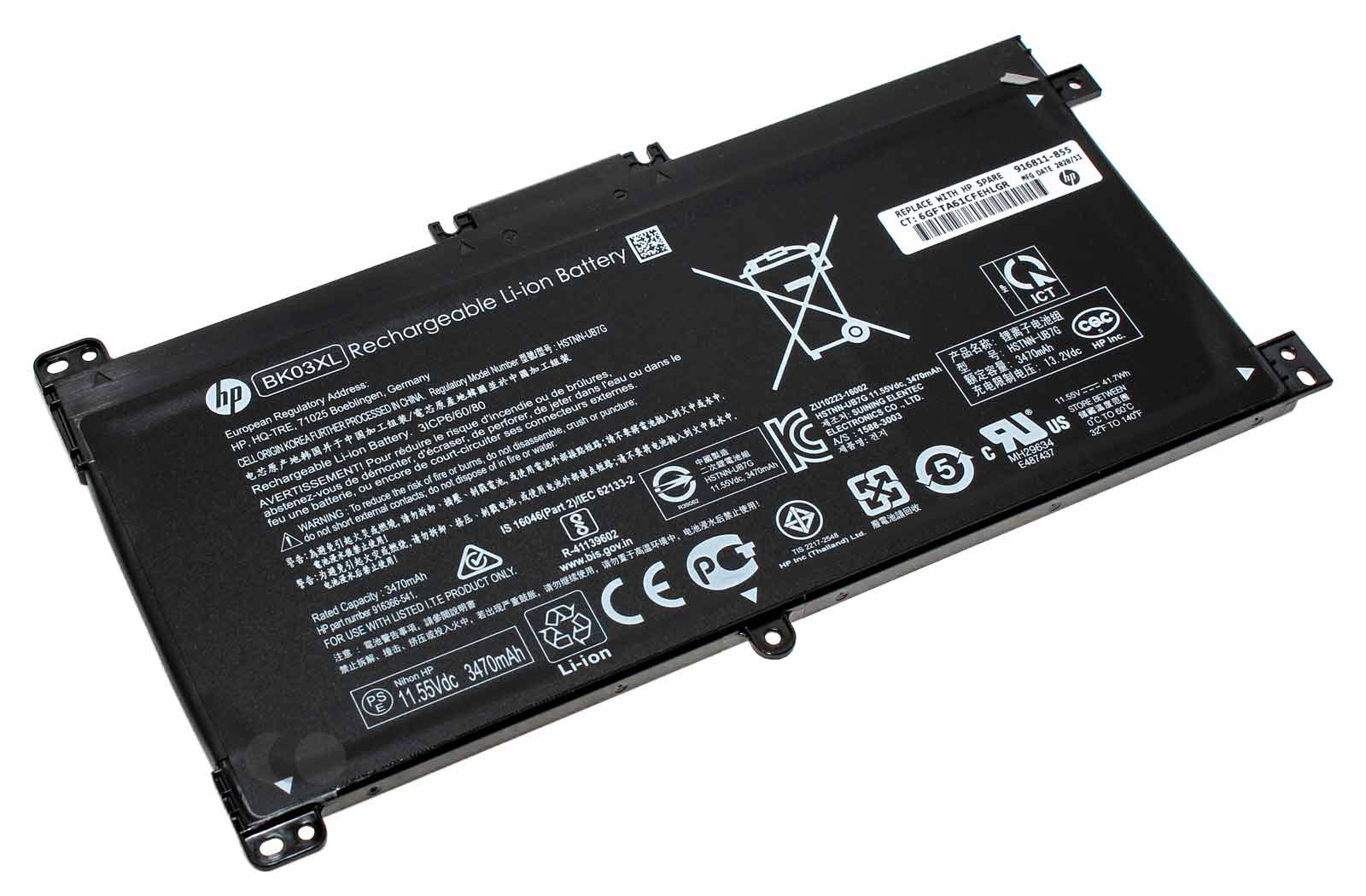 Original Akku HP BK03XL für HP Pavilion X360 14-BA, 11,55V, 3500mAh, 916811-855