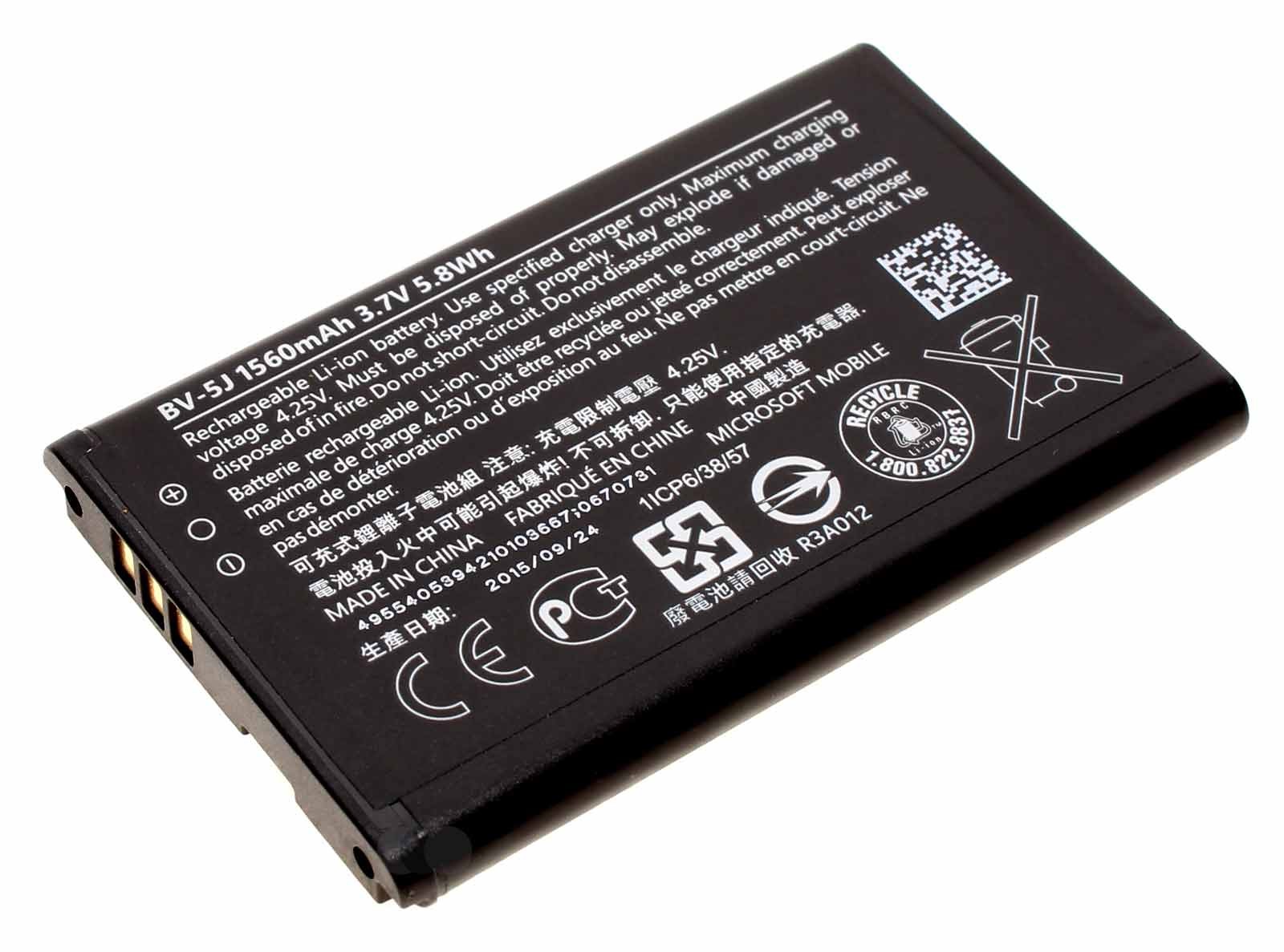 Original Akku Microsoft Nokia BV-5J für Lumia 435, 532 Handy mit 3,7V und 1560mAh