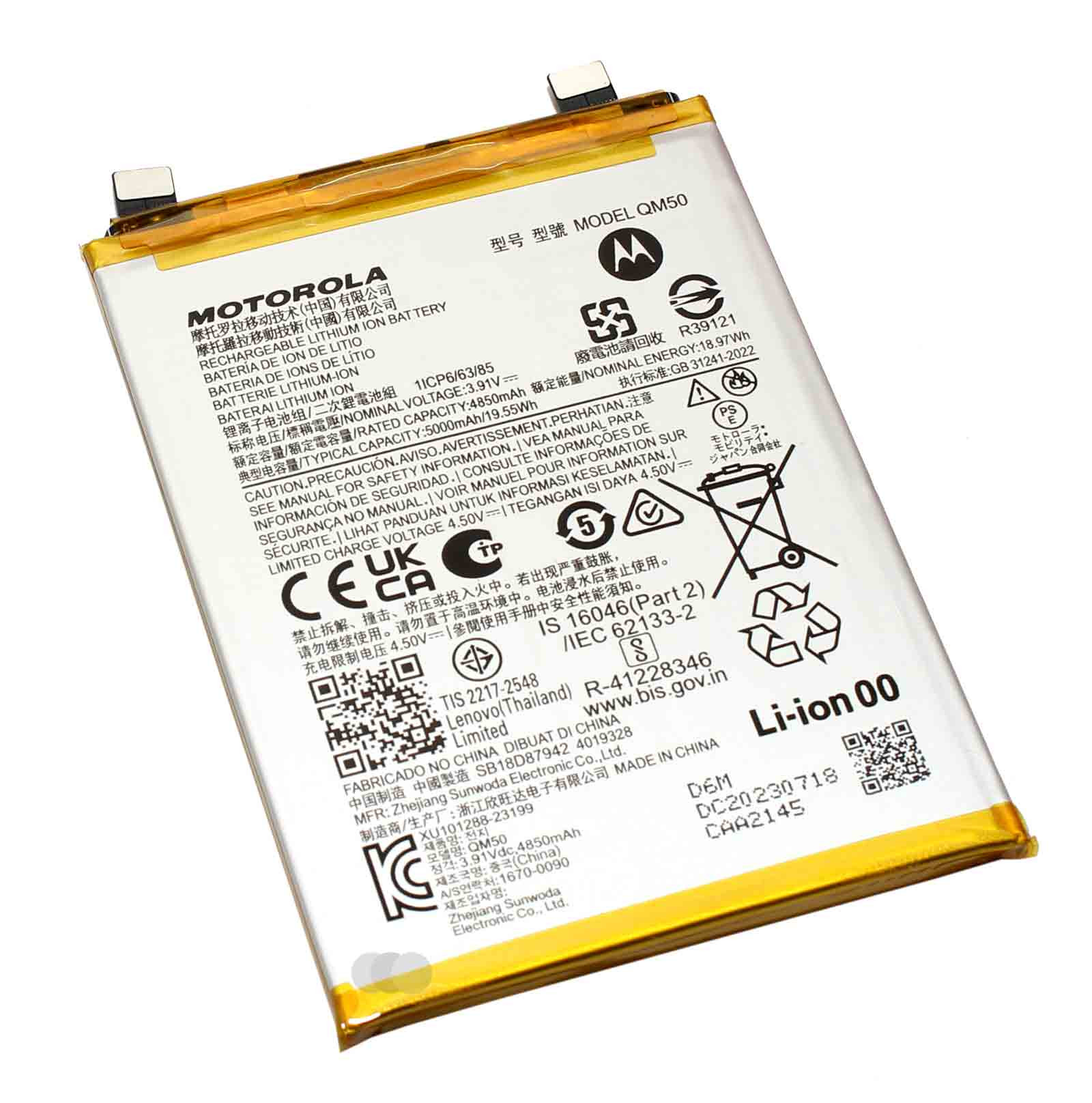 Original Akku Motorola QM50 für Edge 40 Neo XT2307, 3,91V, 5000mAh, SB18D87942