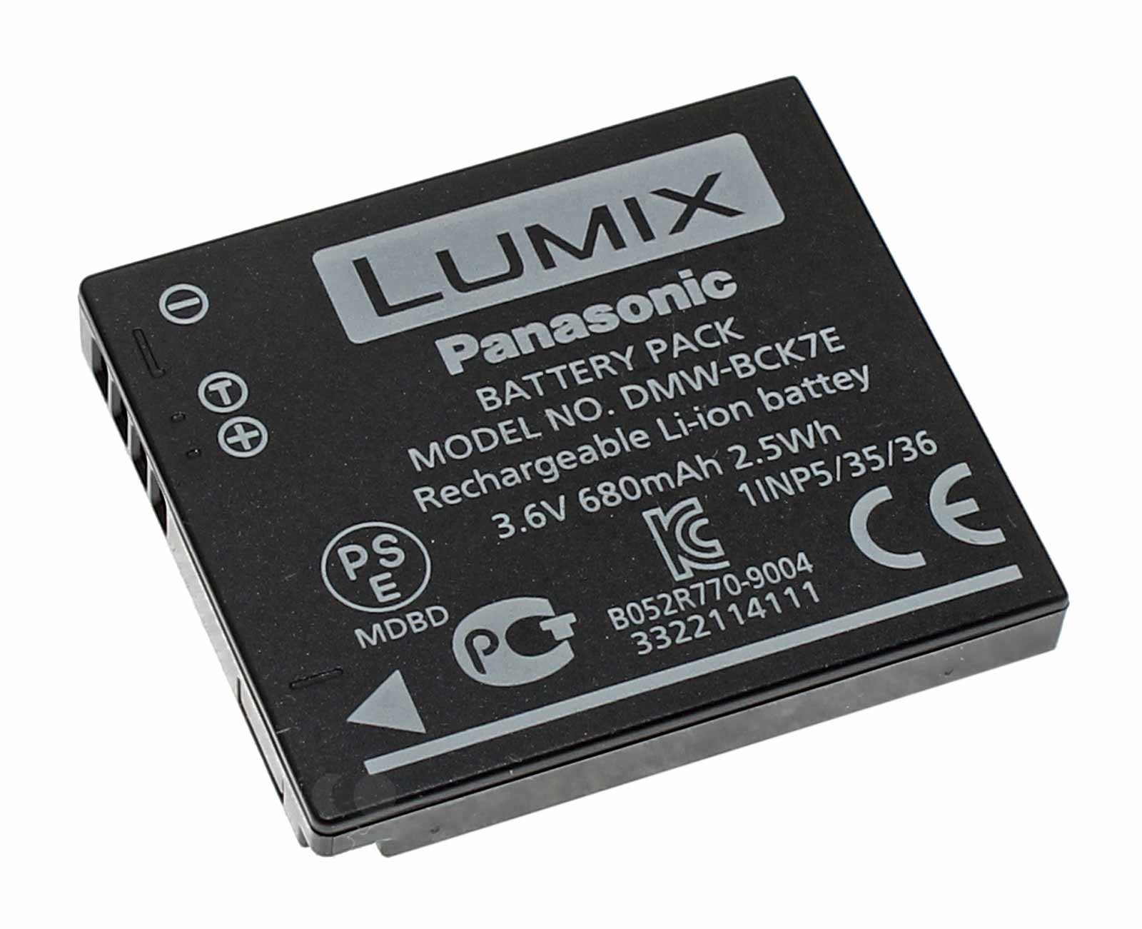 Original Akku Panasonic DMW-BCK7E für FT20, SZ7, SZ1, FS45, FS40 u.a., 3,6V, 680mAh, NCA-YN101H