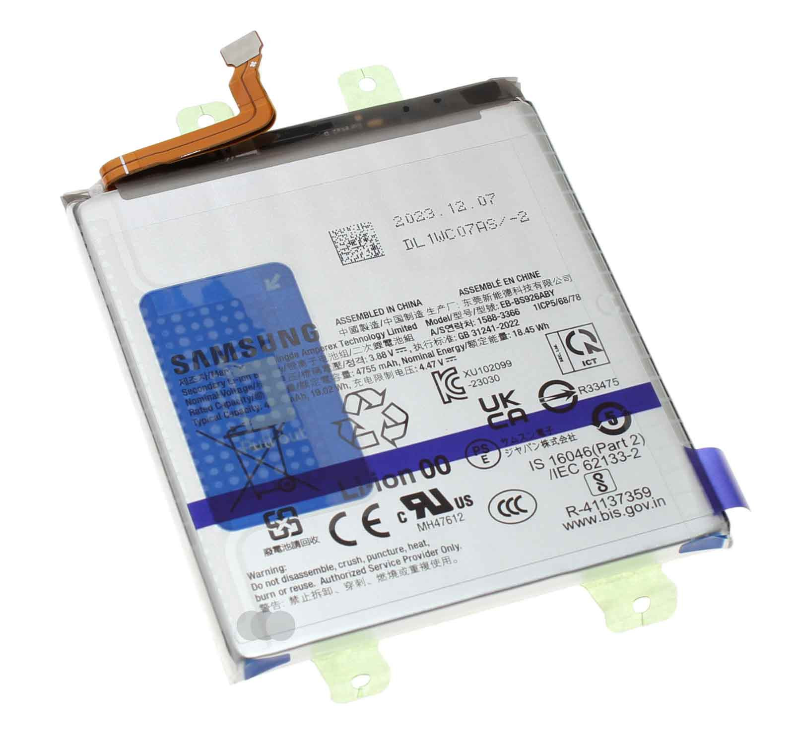 Original Akku Samsung EB-BS926ABY für Galaxy S24 Plus S926B, 3,88V, 4900mAh, GH82-33334A