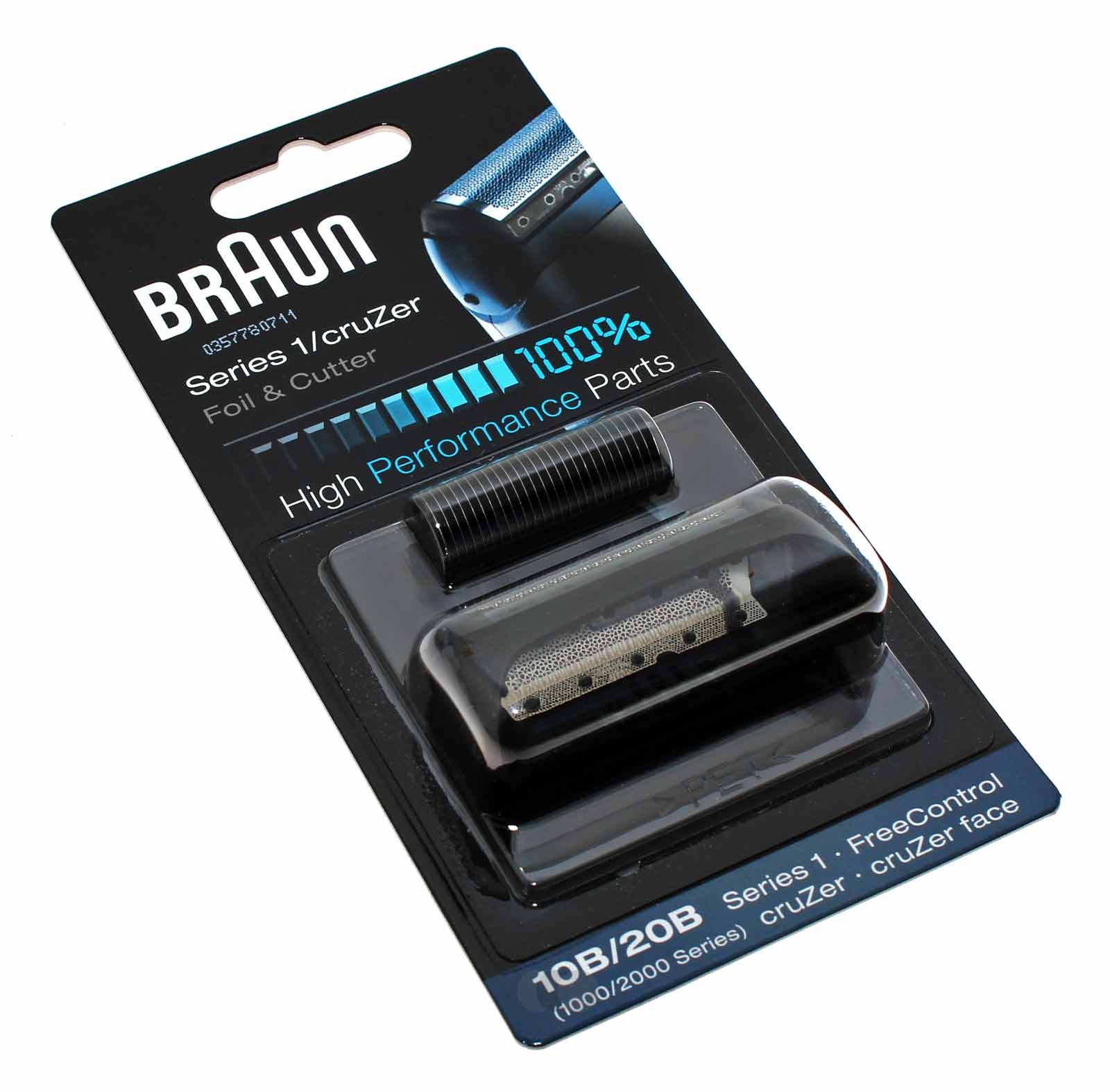 Original Braun 10B/20B für Series 1 1000/2000 cruZer, Scherfolie, Schermesser Kombipack, schwarz