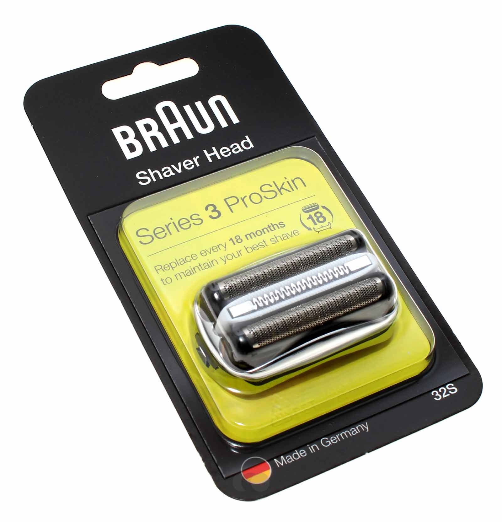 Original Braun 32S Cassette für Series 3 ProSkin, Scherkopf, Scherfolie Klingenblock Kombipack, silber, 90789055